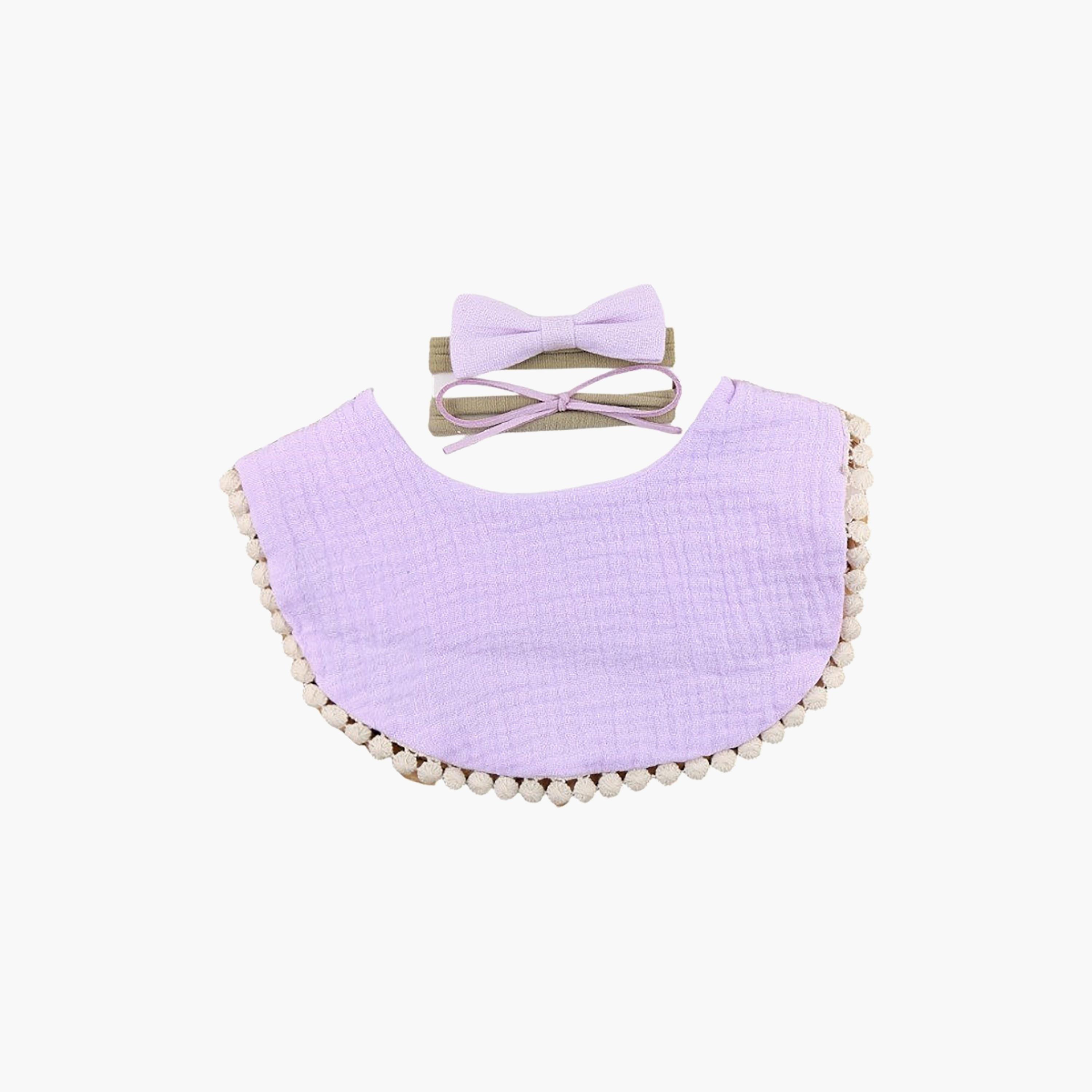 Bambimici Sophia Bib & Ribbon Headband Set-baby-feeding-bibs-image-4