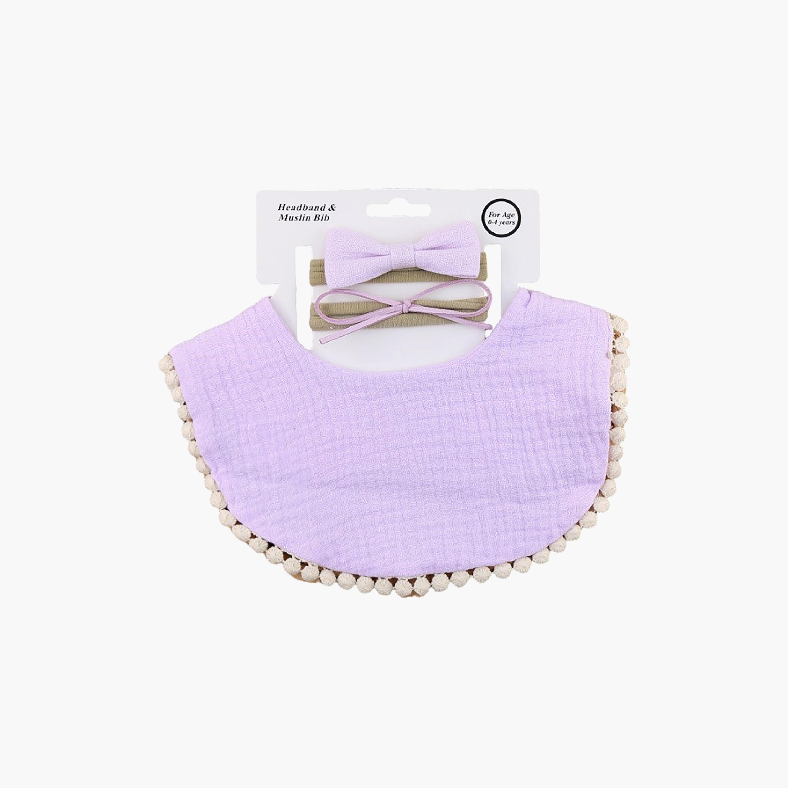 Bambimici Sophia Bib & Ribbon Headband Set-baby-feeding-bibs-image-5