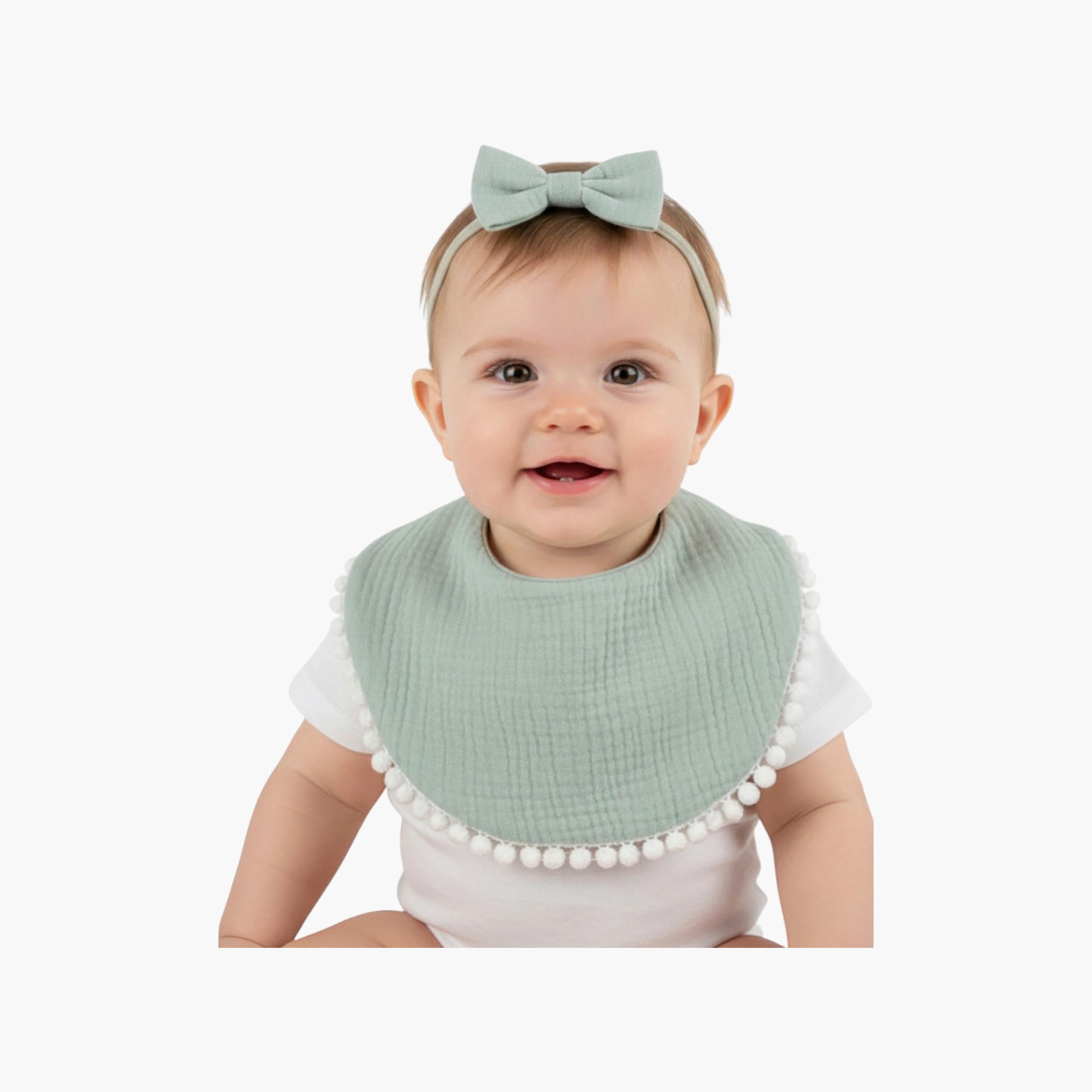 Bambimici Sophia Bib & Ribbon Headband Set-baby-feeding-bibs-image-2