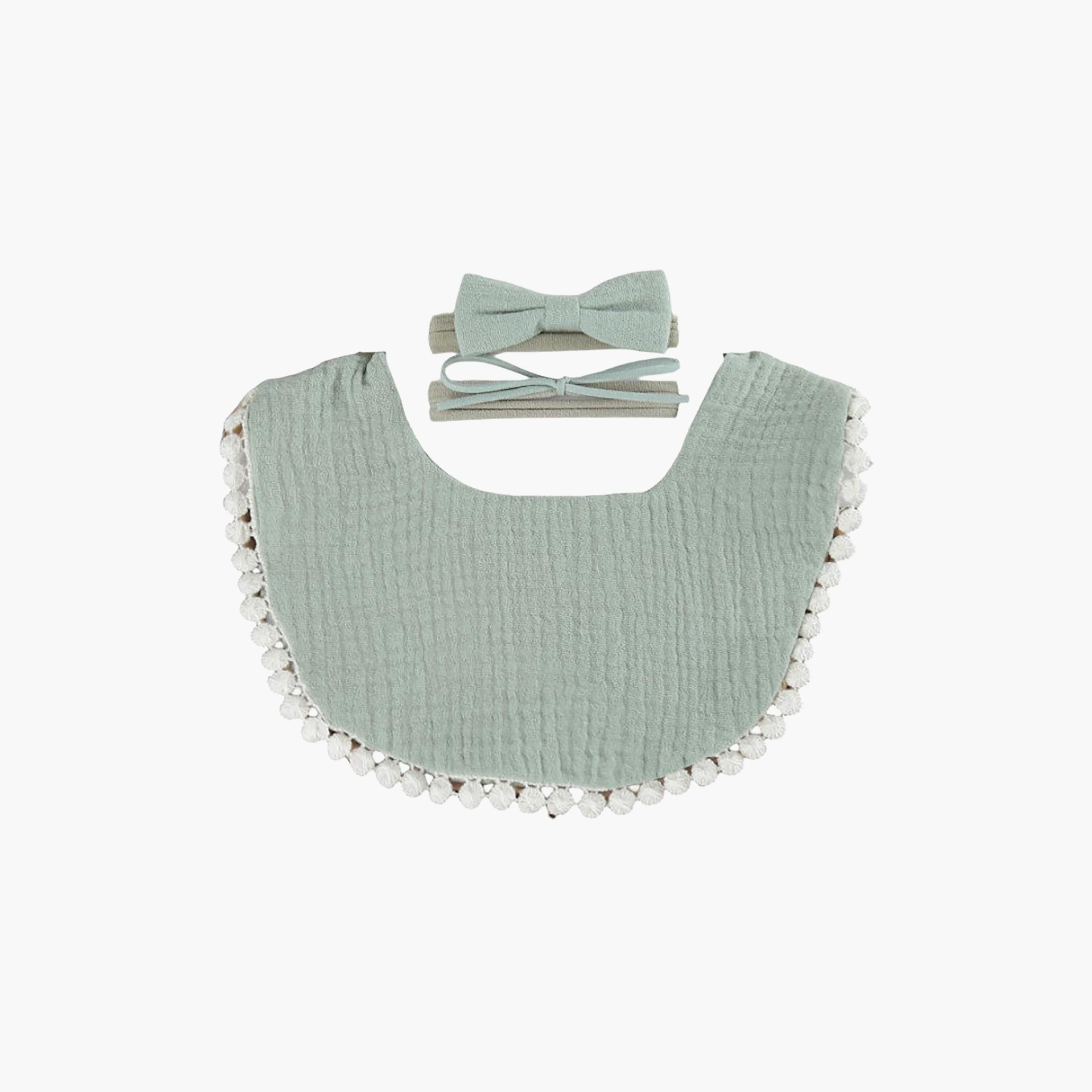 Bambimici Sophia Bib & Ribbon Headband Set-baby-feeding-bibs-image-4