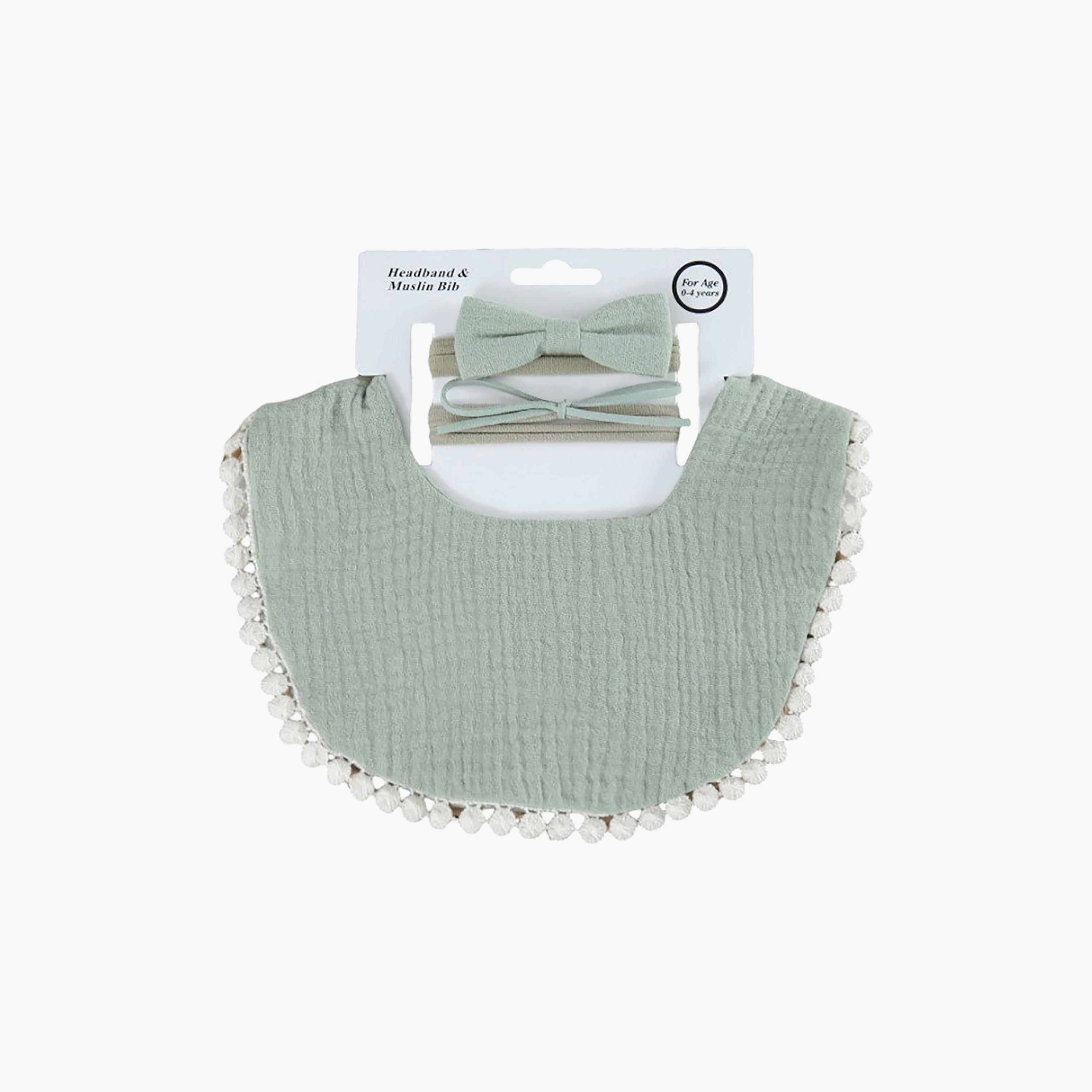Bambimici Sophia Bib & Ribbon Headband Set-baby-feeding-bibs-image-5