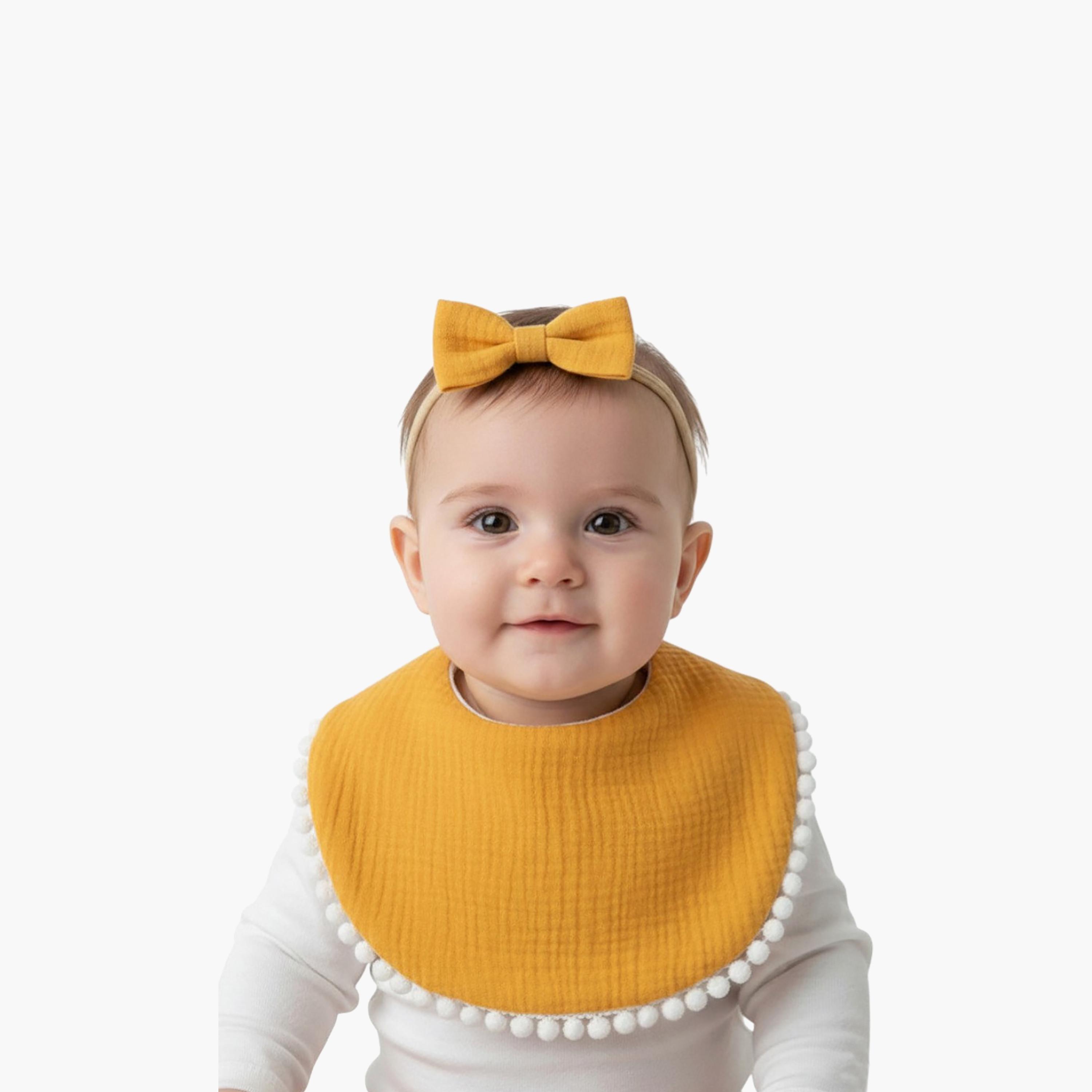 Bambimici Sophia Bib & Ribbon Headband Set-baby-feeding-bibs-image-2