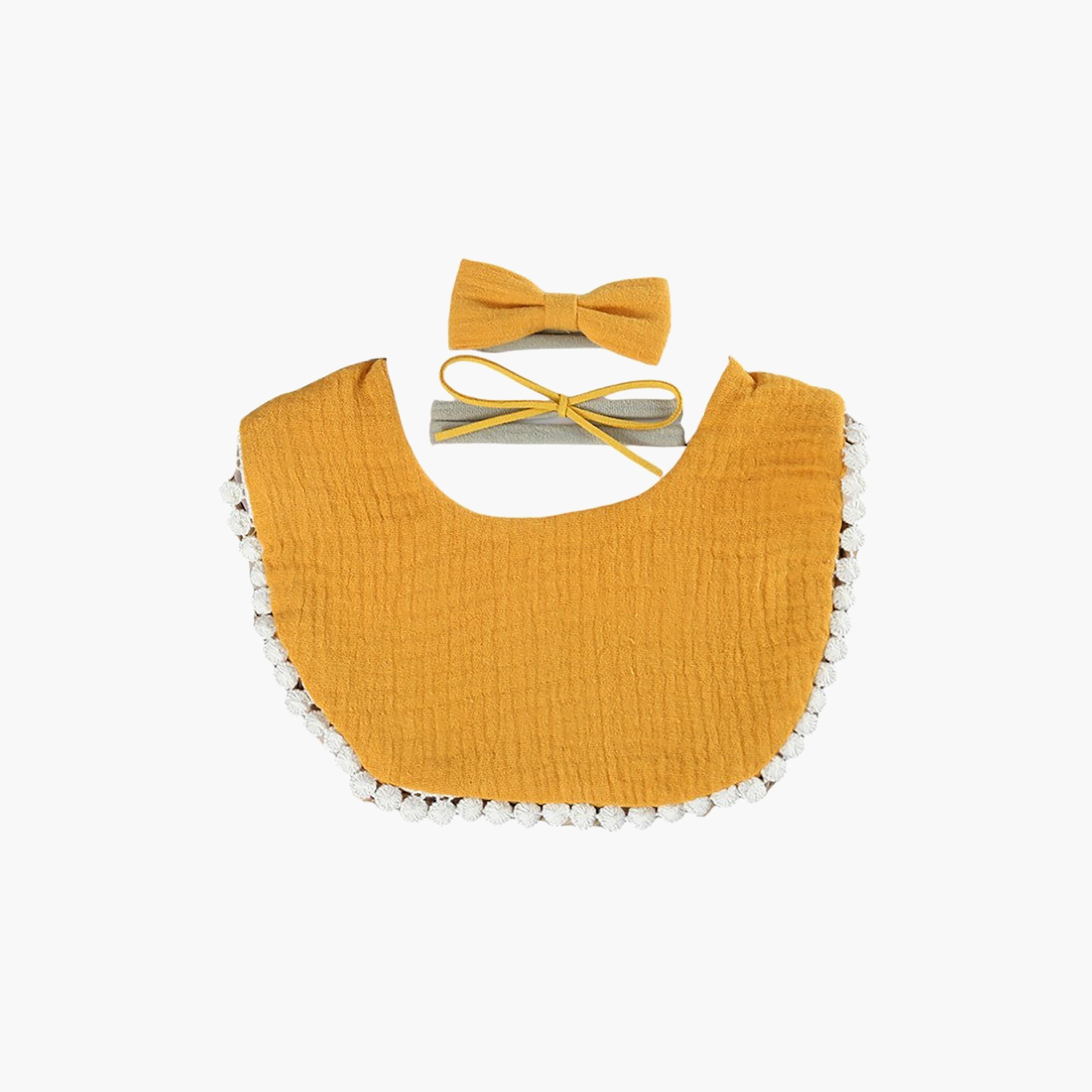 Bambimici Sophia Bib & Ribbon Headband Set-baby-feeding-bibs-image-4