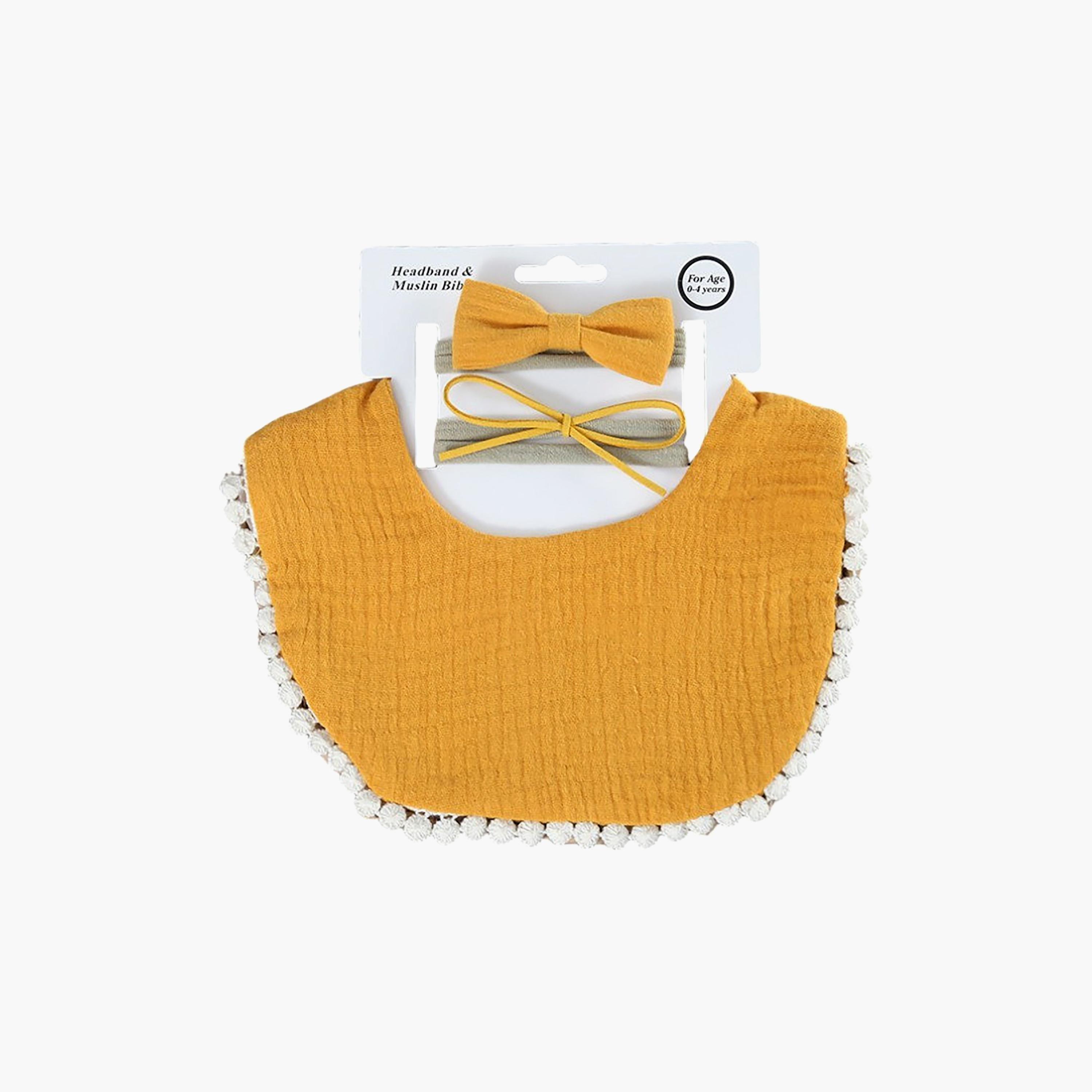 Bambimici Sophia Bib & Ribbon Headband Set-baby-feeding-bibs-image-5