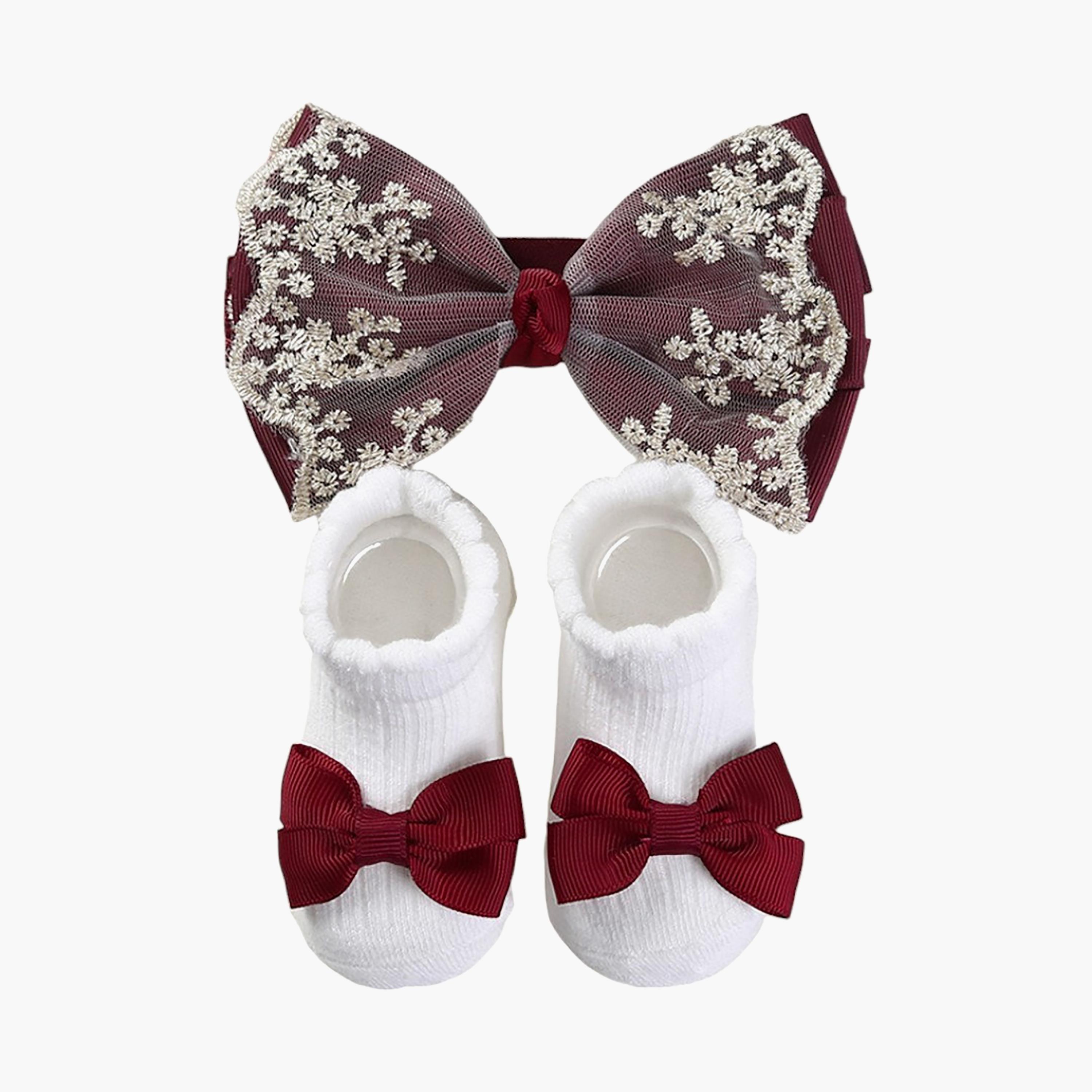 طقم جوارب "عالية" وعصابة رأس بفيونكة كبيرة لطيفة من بامبيميتشي-girls-accessories-socks-image-1