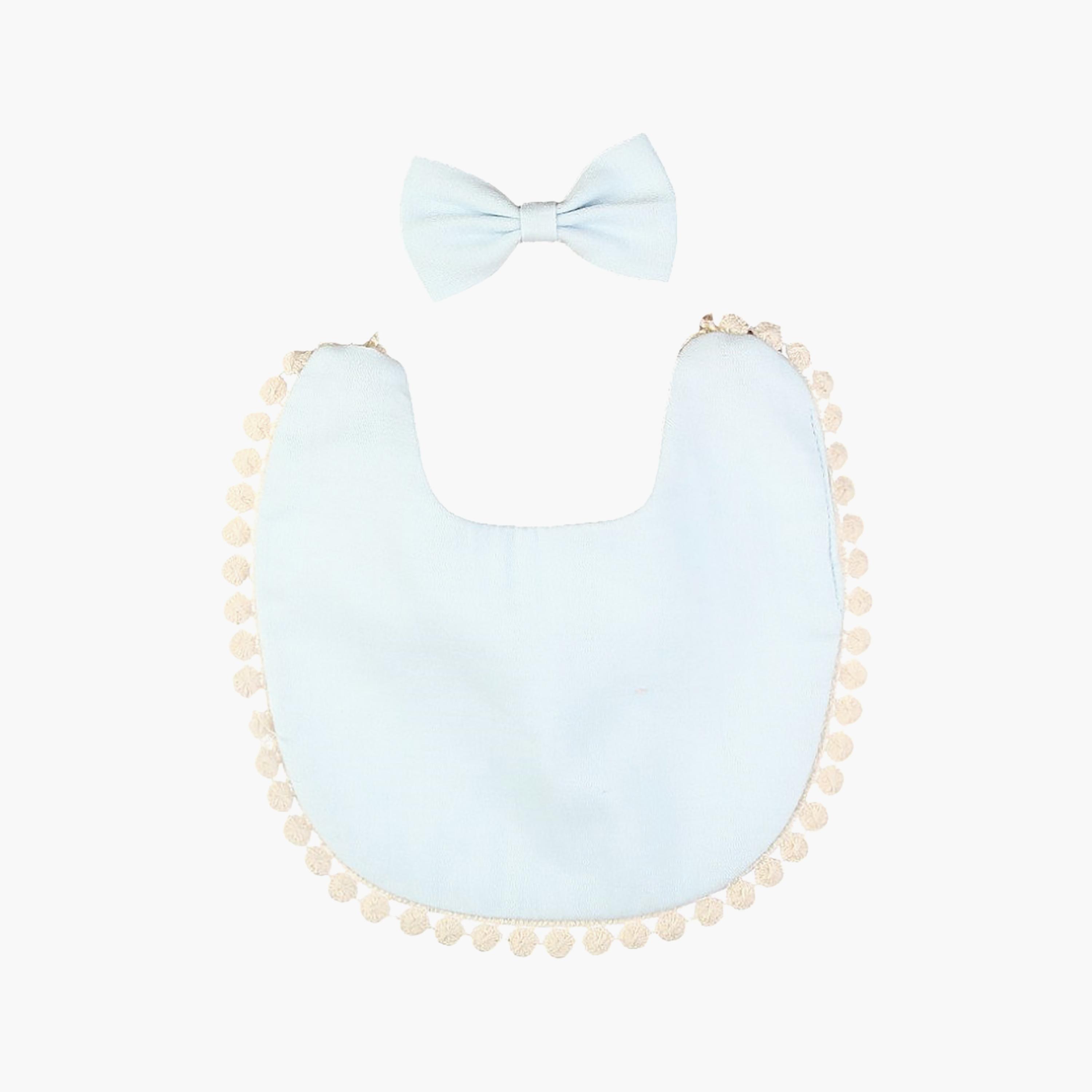 Bambimici Stealla Small Ribbon Headband and Baby Bib Set-baby-feeding-bibs-image-1
