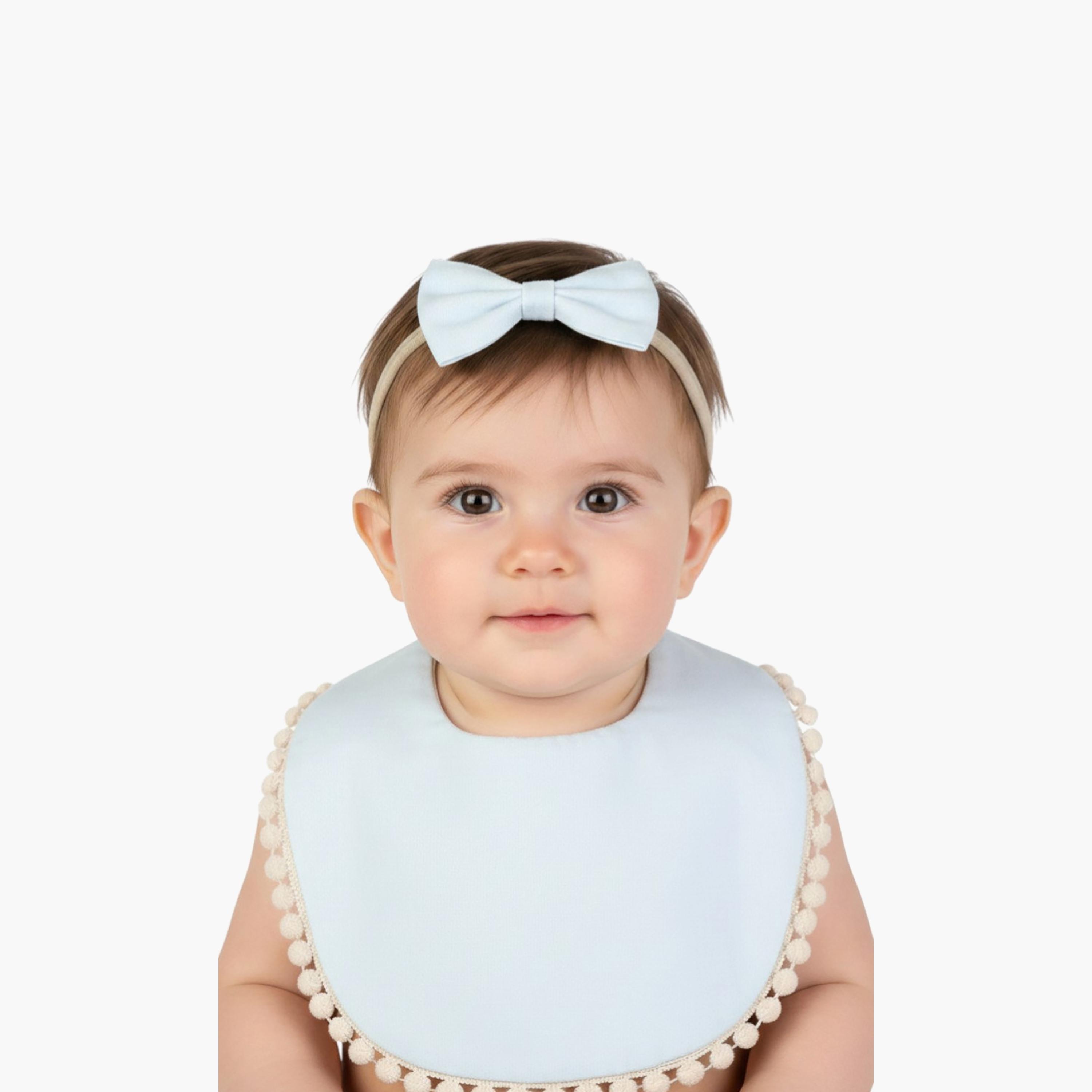 Bambimici Stealla Small Ribbon Headband and Baby Bib Set-baby-feeding-bibs-image-2