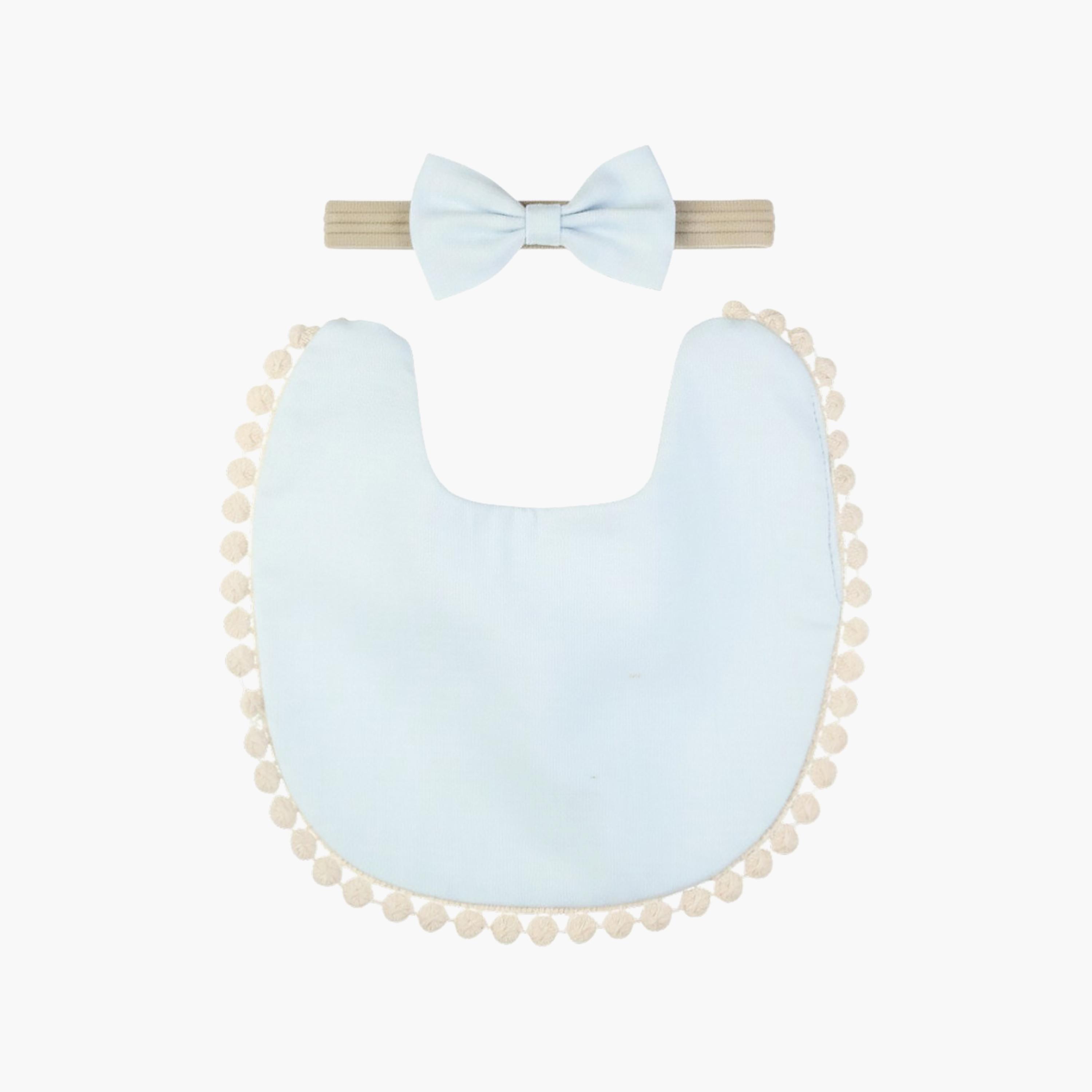 Bambimici Stealla Small Ribbon Headband and Baby Bib Set-baby-feeding-bibs-image-3