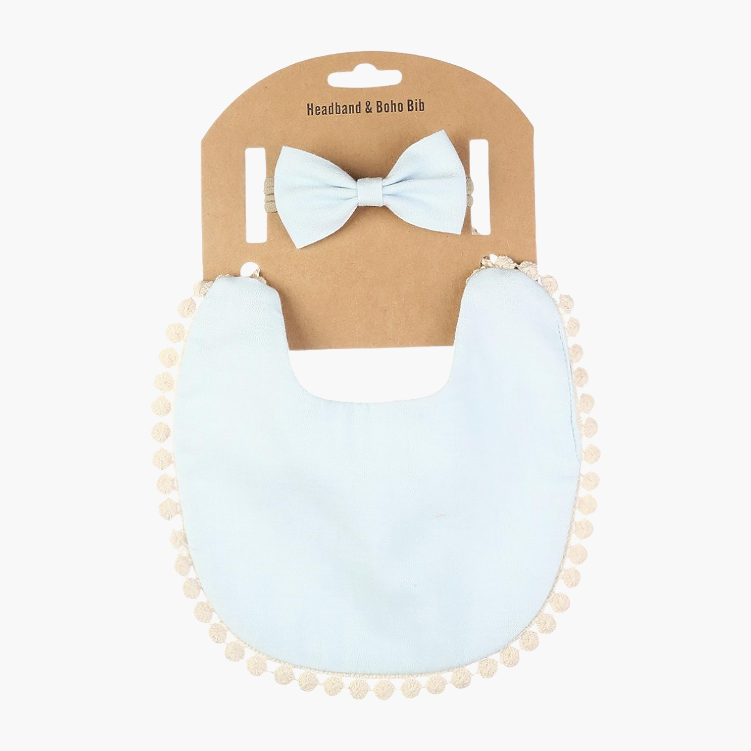 Bambimici Stealla Small Ribbon Headband and Baby Bib Set-baby-feeding-bibs-image-5
