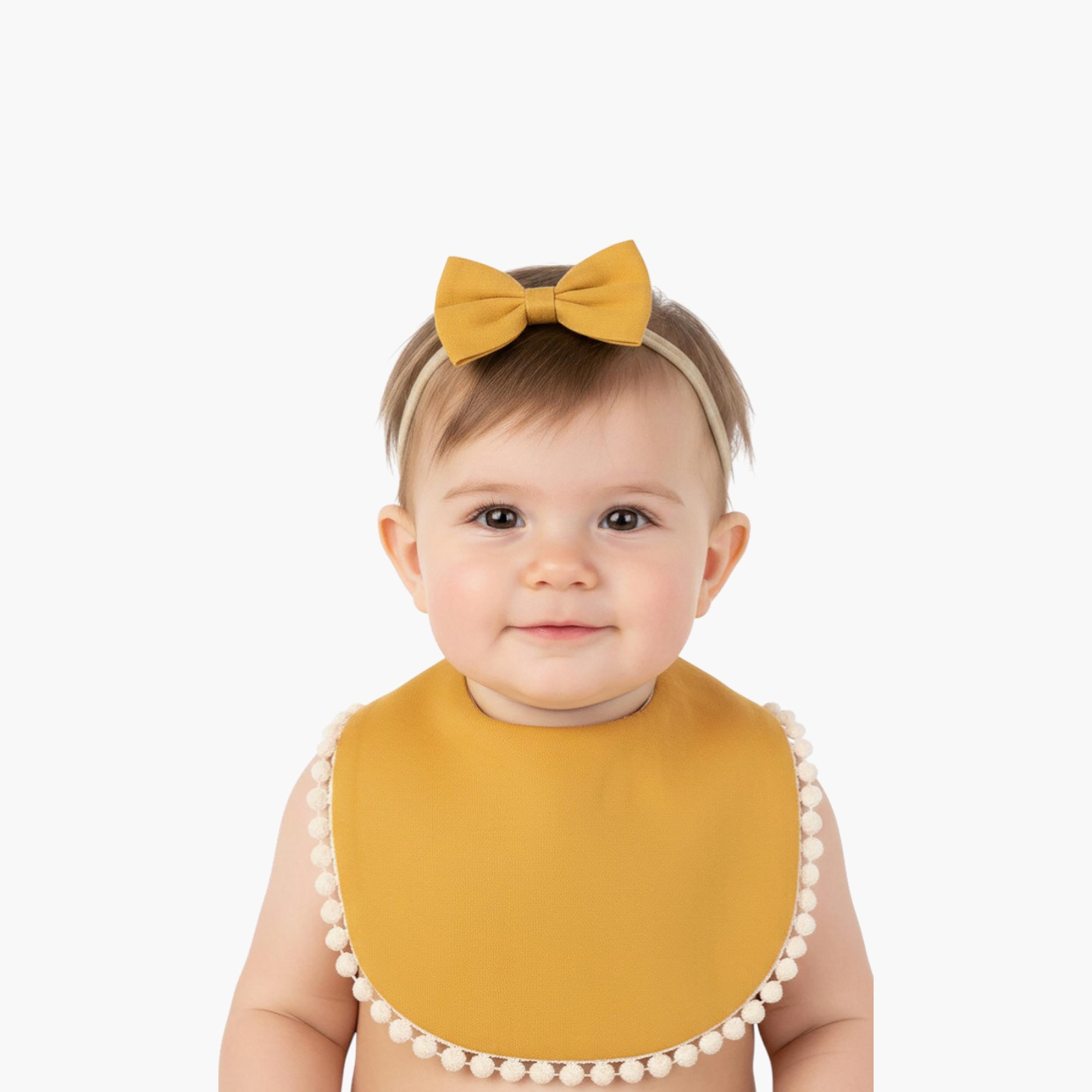 Bambimici Stealla Small Ribbon Headband and Baby Bib Set-baby-feeding-bibs-image-2
