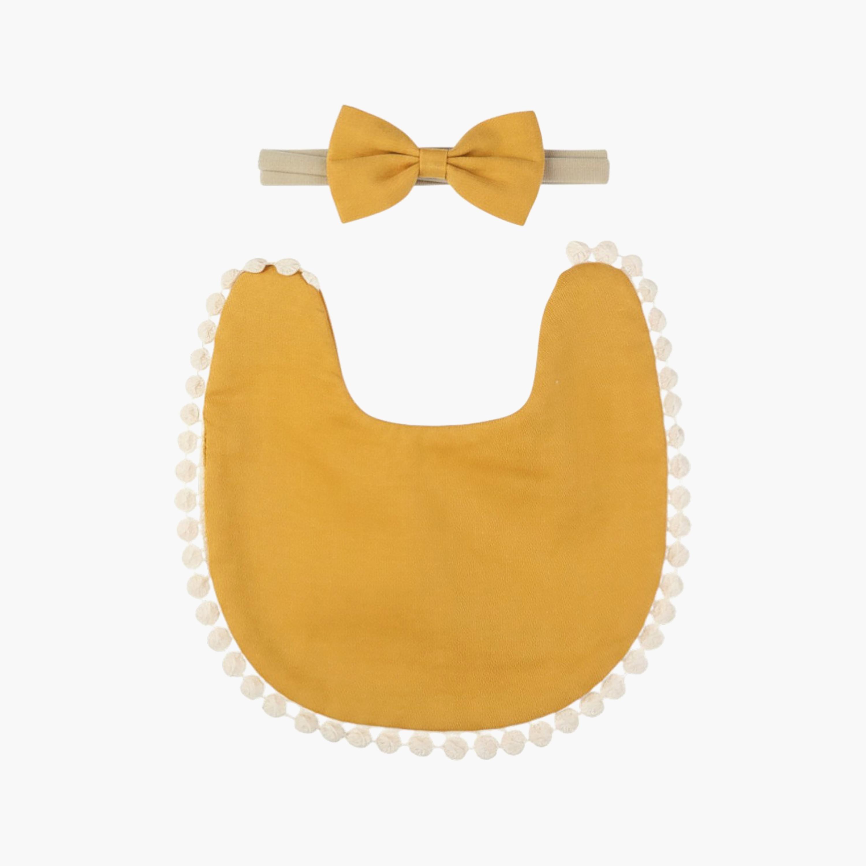 Bambimici Stealla Small Ribbon Headband and Baby Bib Set-baby-feeding-bibs-image-3