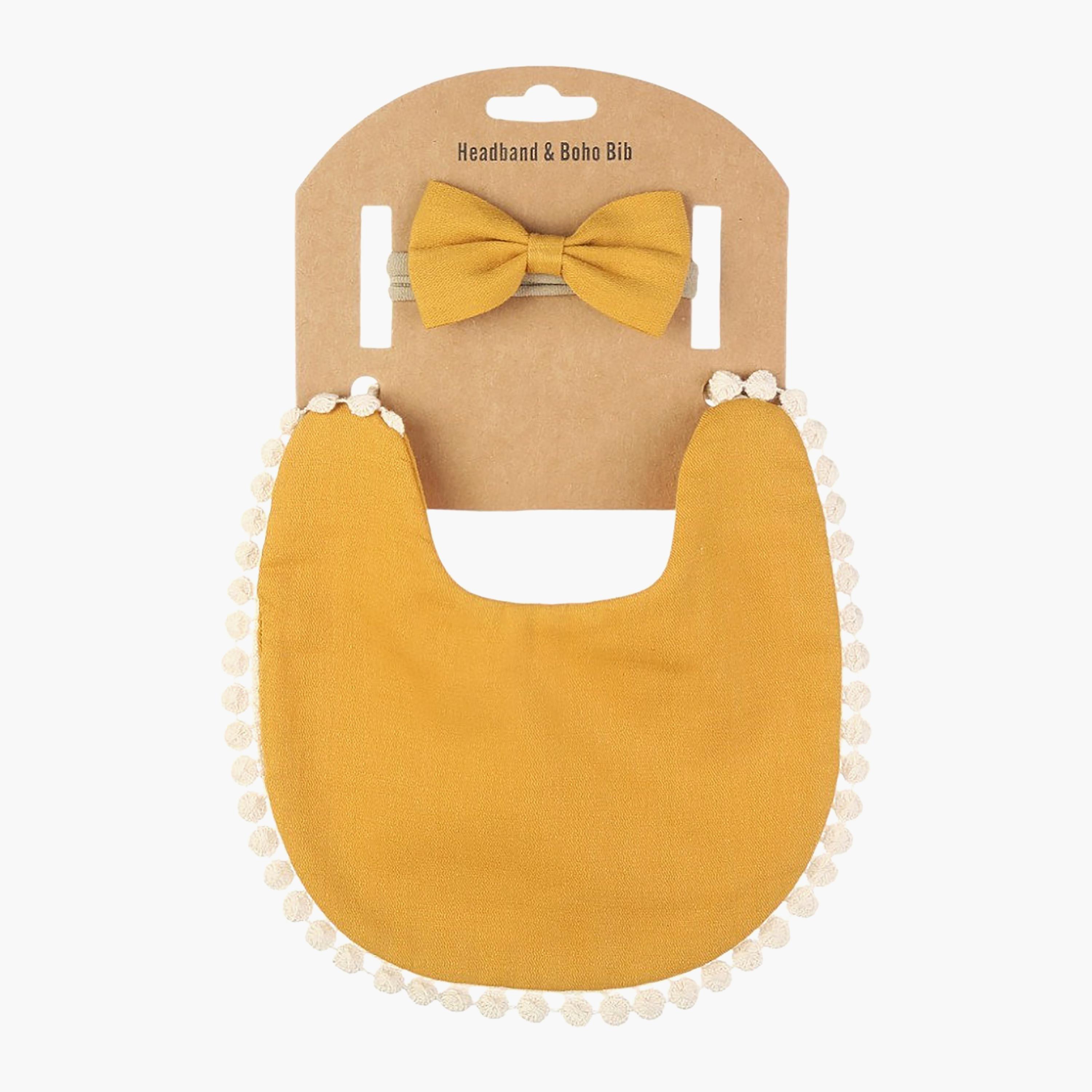Bambimici Stealla Small Ribbon Headband and Baby Bib Set-baby-feeding-bibs-image-5