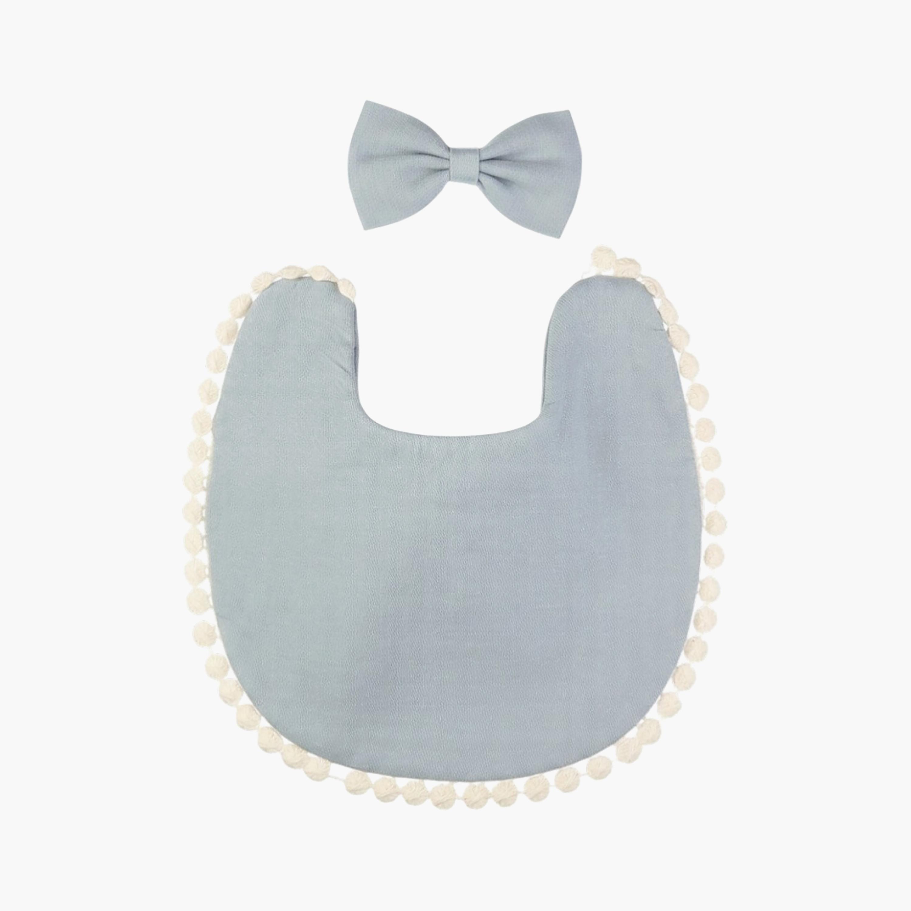 Bambimici Stealla Small Ribbon Headband and Baby Bib Set-baby-feeding-bibs-image-1