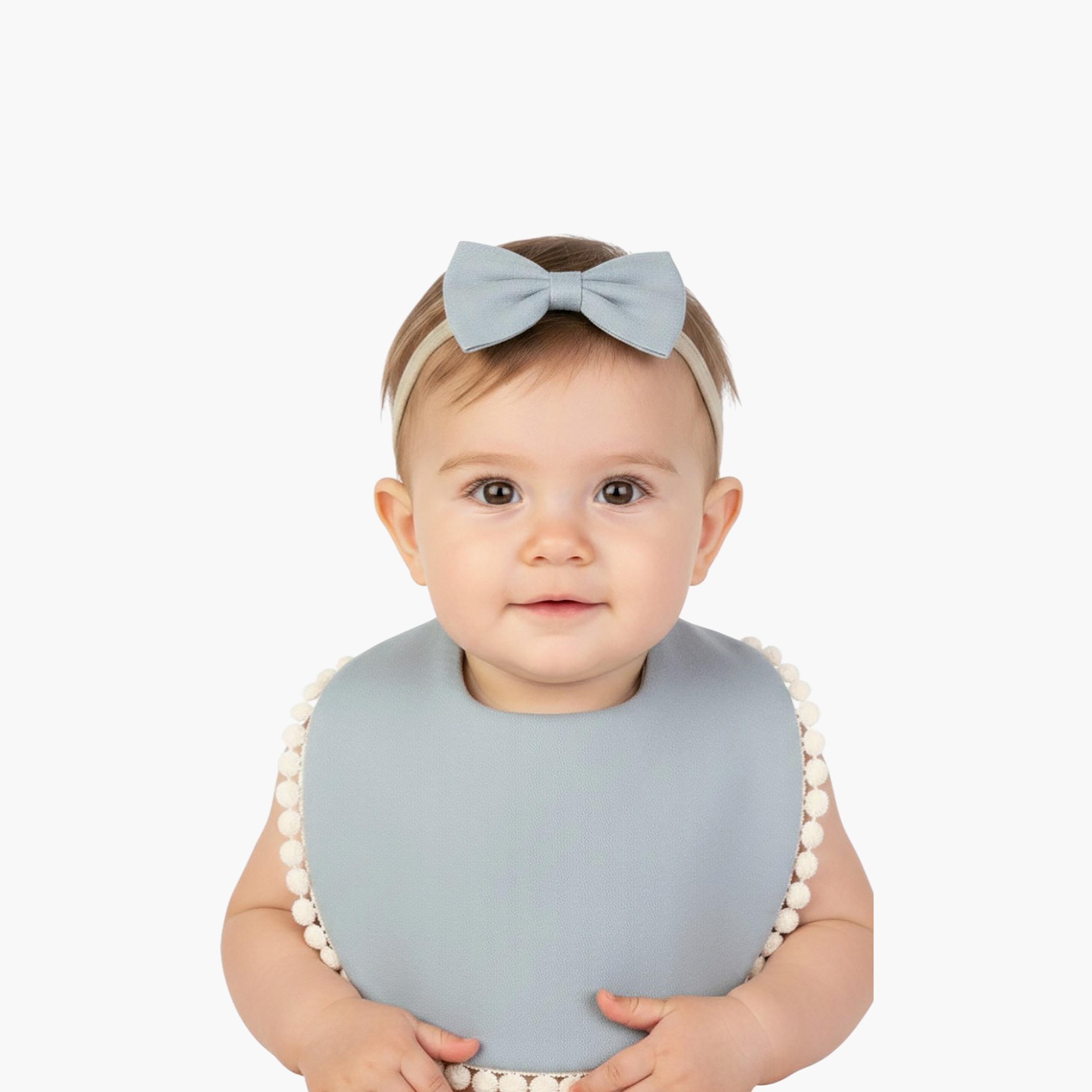 Bambimici Stealla Small Ribbon Headband and Baby Bib Set-baby-feeding-bibs-image-2