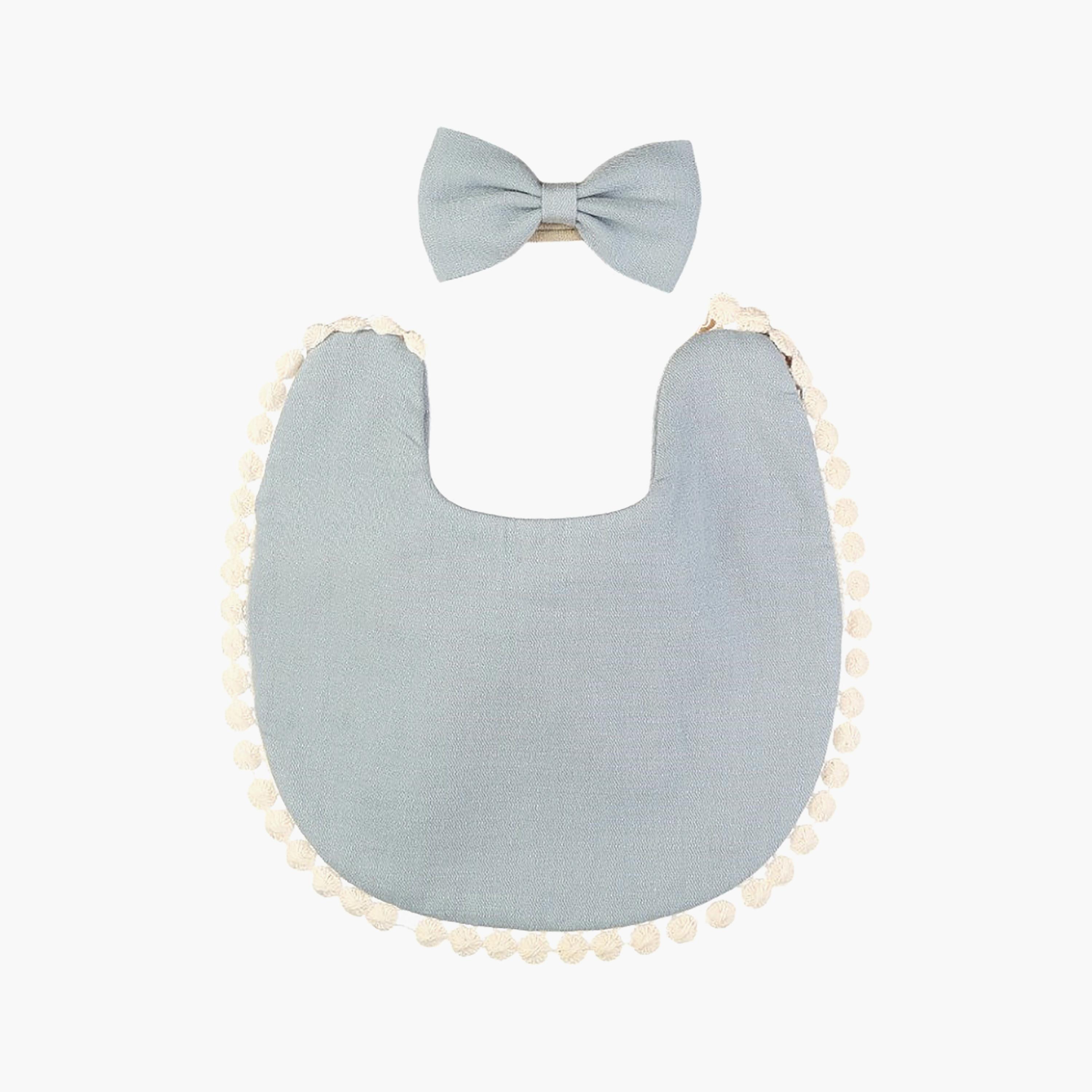 Bambimici Stealla Small Ribbon Headband and Baby Bib Set-baby-feeding-bibs-image-4