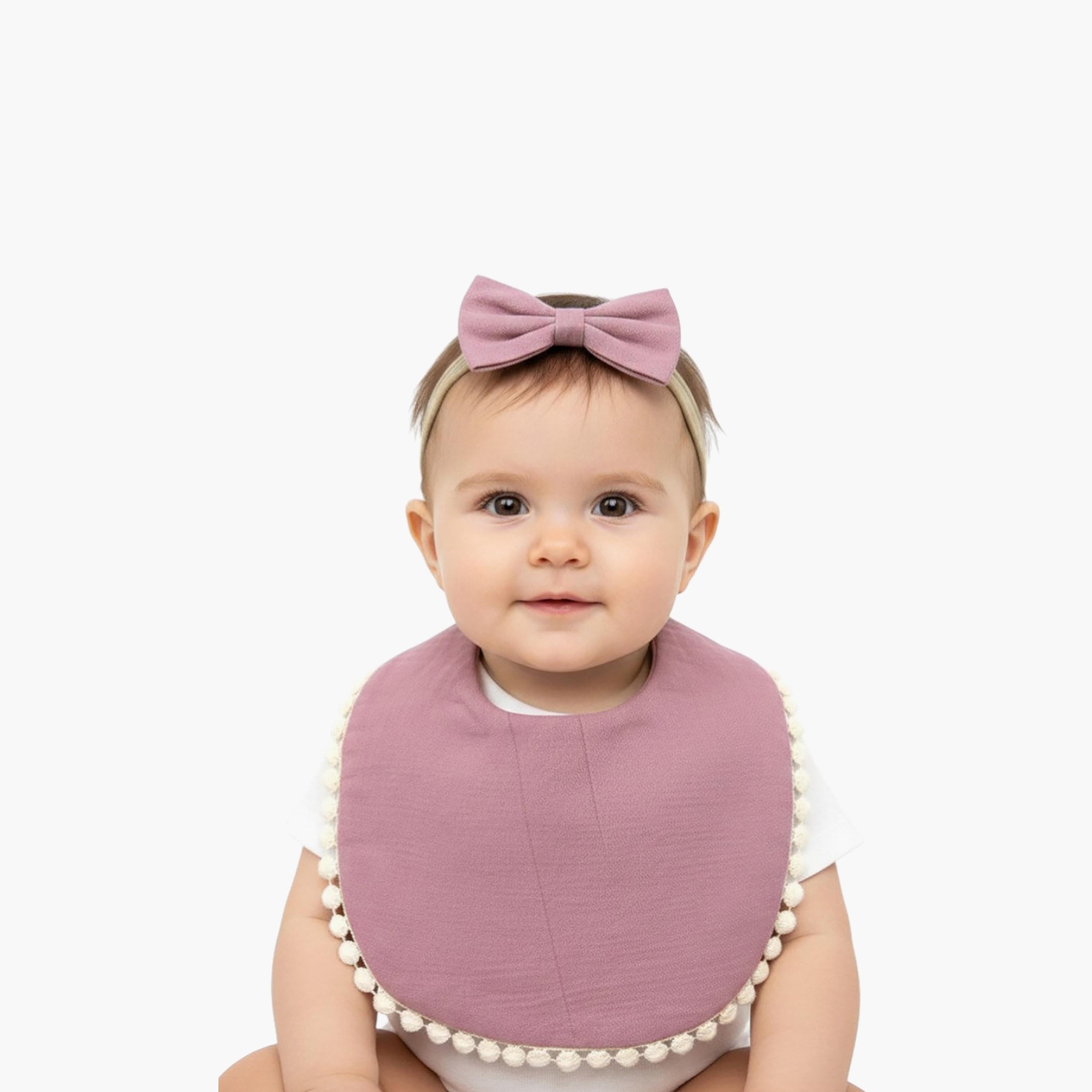 Bambimici Stealla Small Ribbon Headband & Bib Set-baby-feeding-bibs-image-2