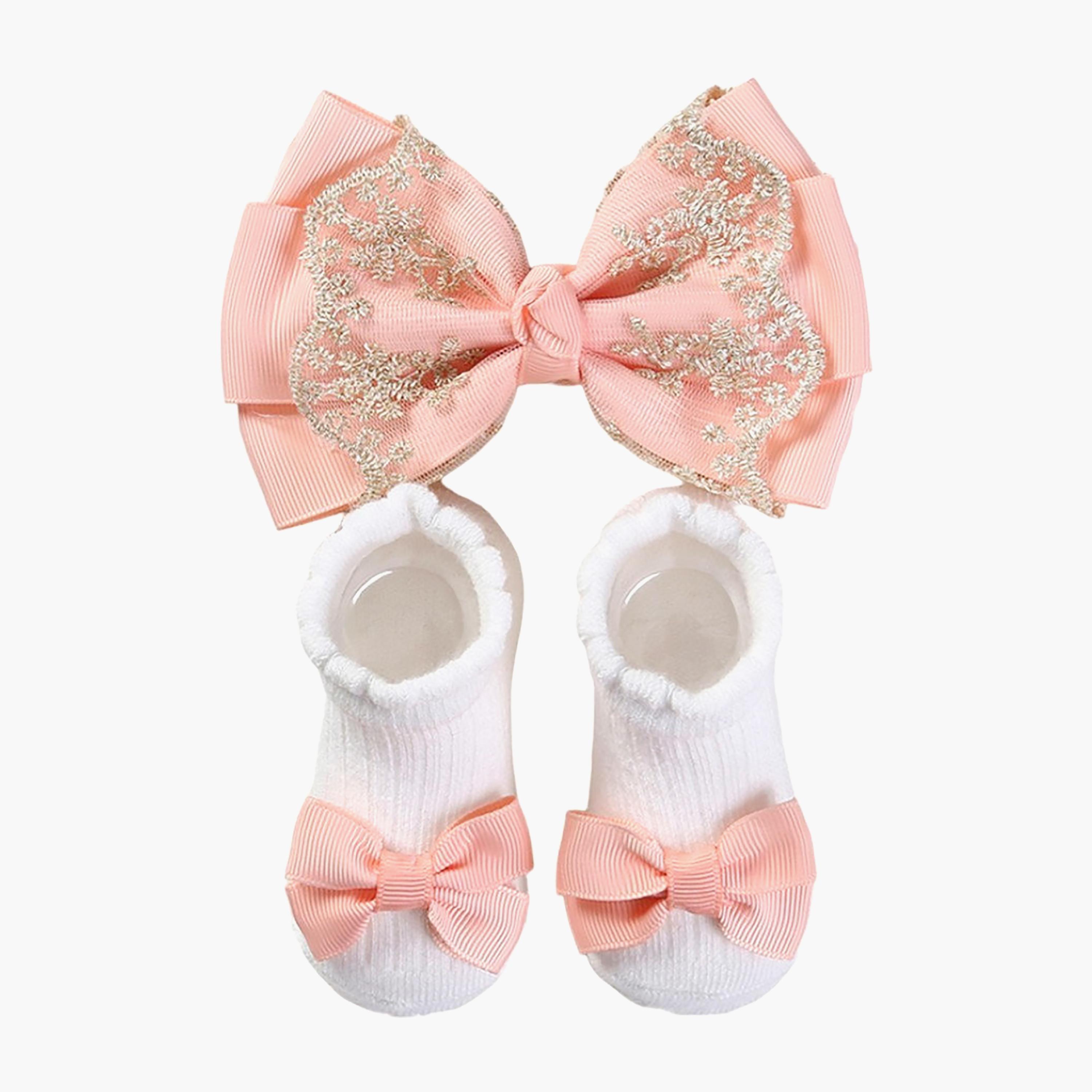 Bambimici Anika Socks & Ribbon Bow Headband Set-baby-girls-accessories-socks-image-1