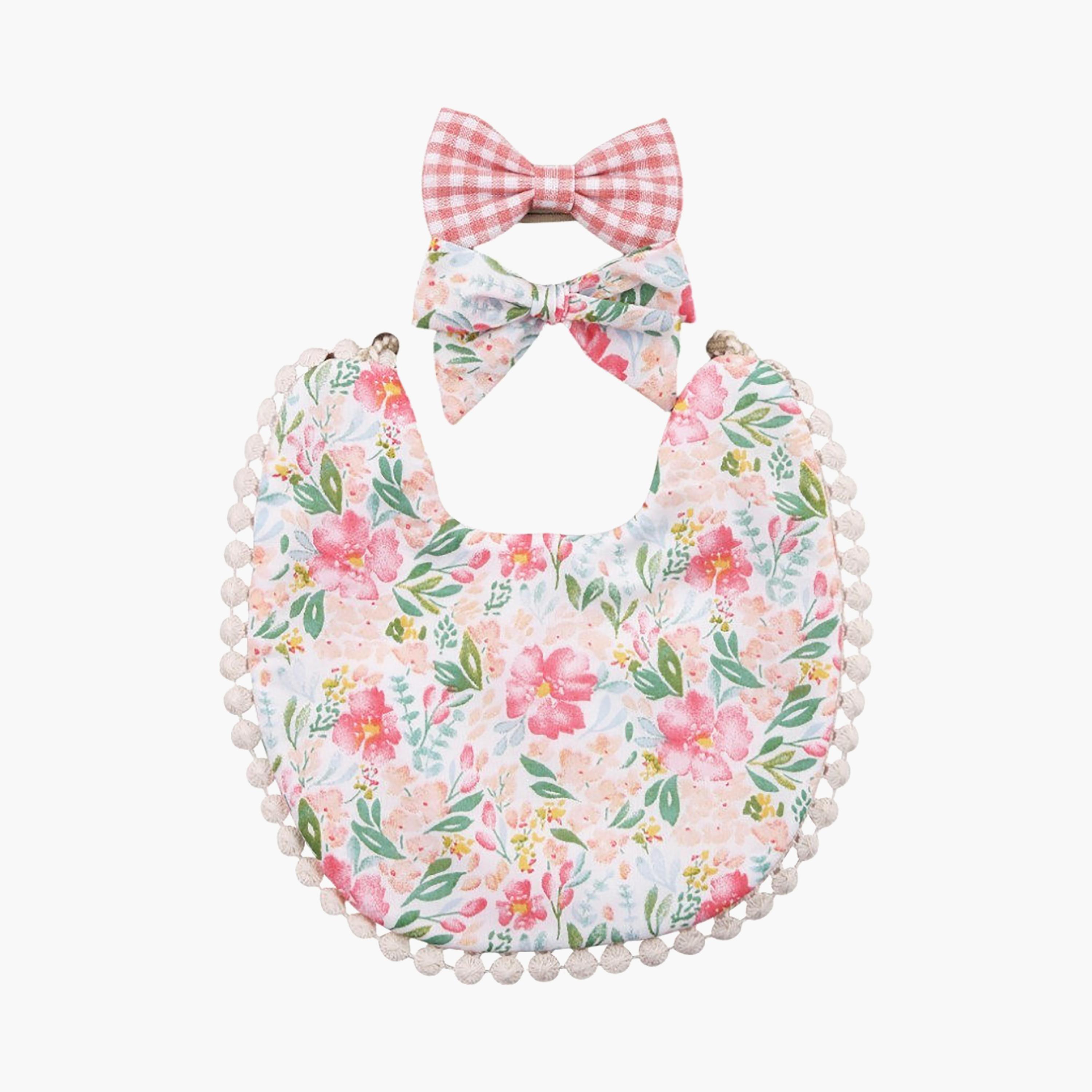 Bambimici Isabella Ribbon Headband & Reversible Bib Set-baby-feeding-bibs-image-1
