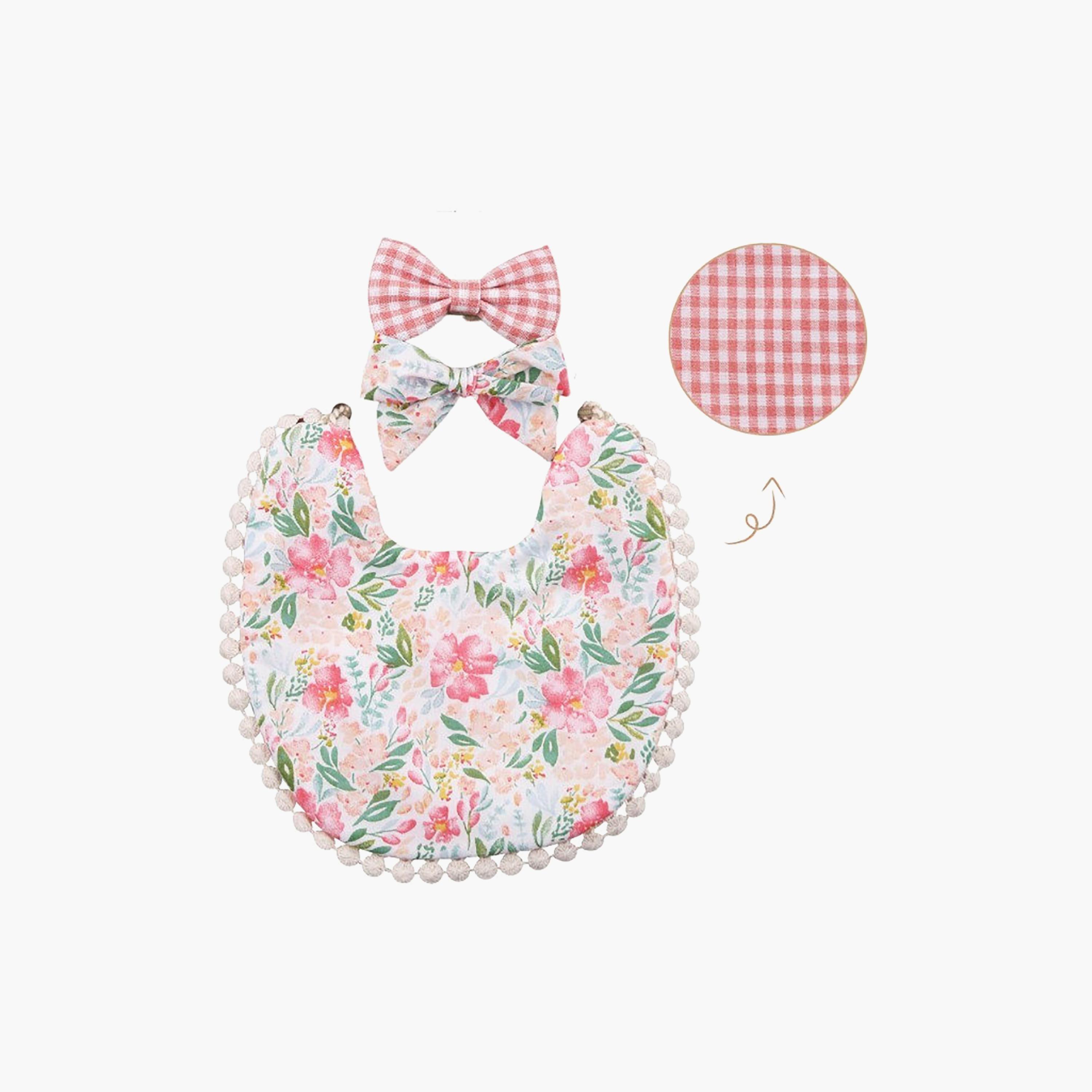 Bambimici Isabella Ribbon Headband & Reversible Bib Set-baby-feeding-bibs-image-2