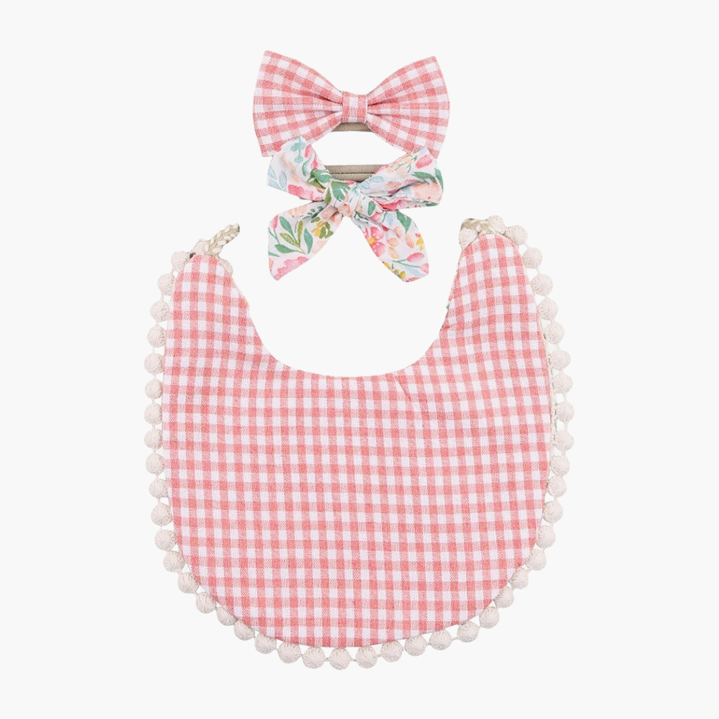 Bambimici Isabella Ribbon Headband & Reversible Bib Set-baby-feeding-bibs-image-3