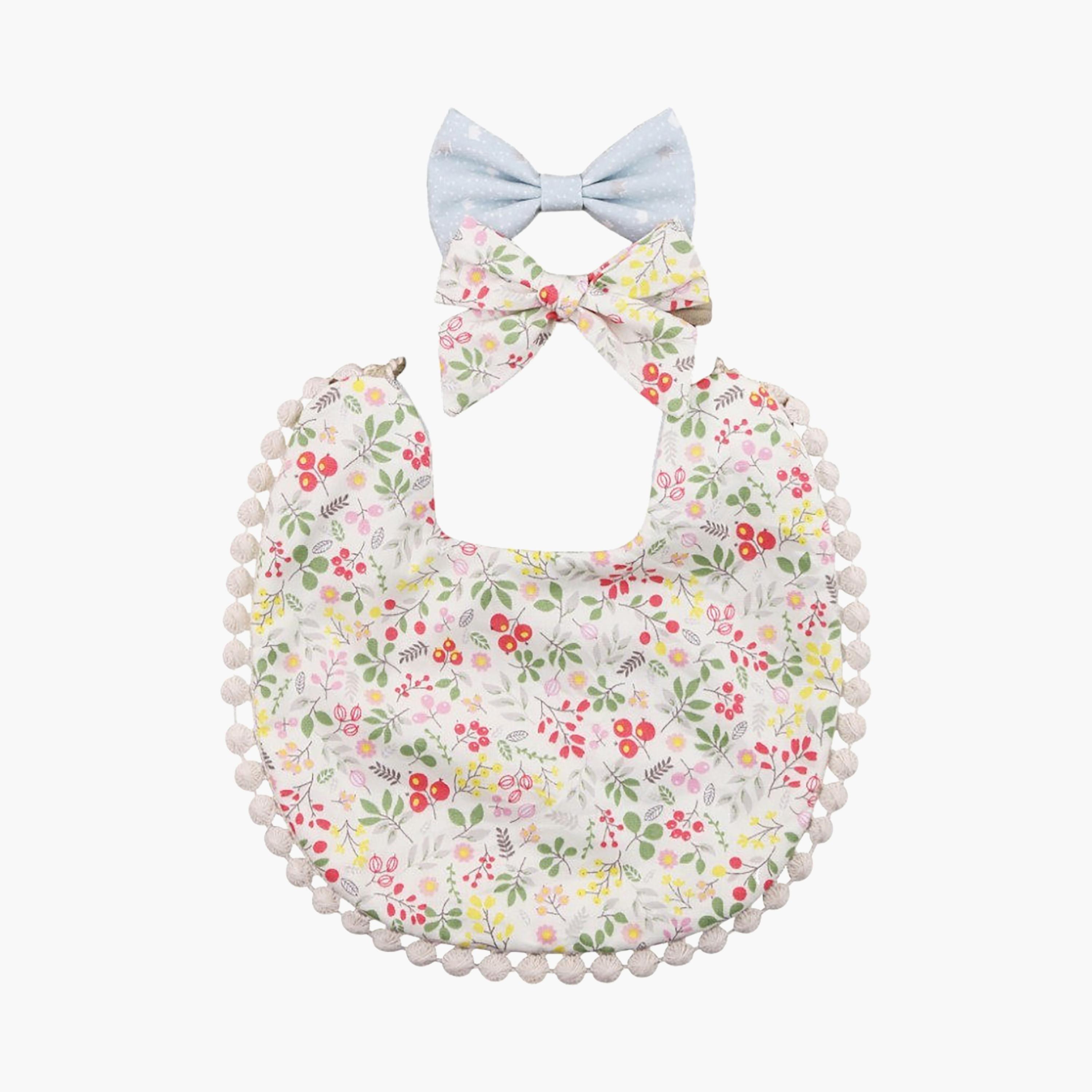 Bambimici Isabella Ribbon Headband & Reversible Bib Set-baby-feeding-bibs-image-1