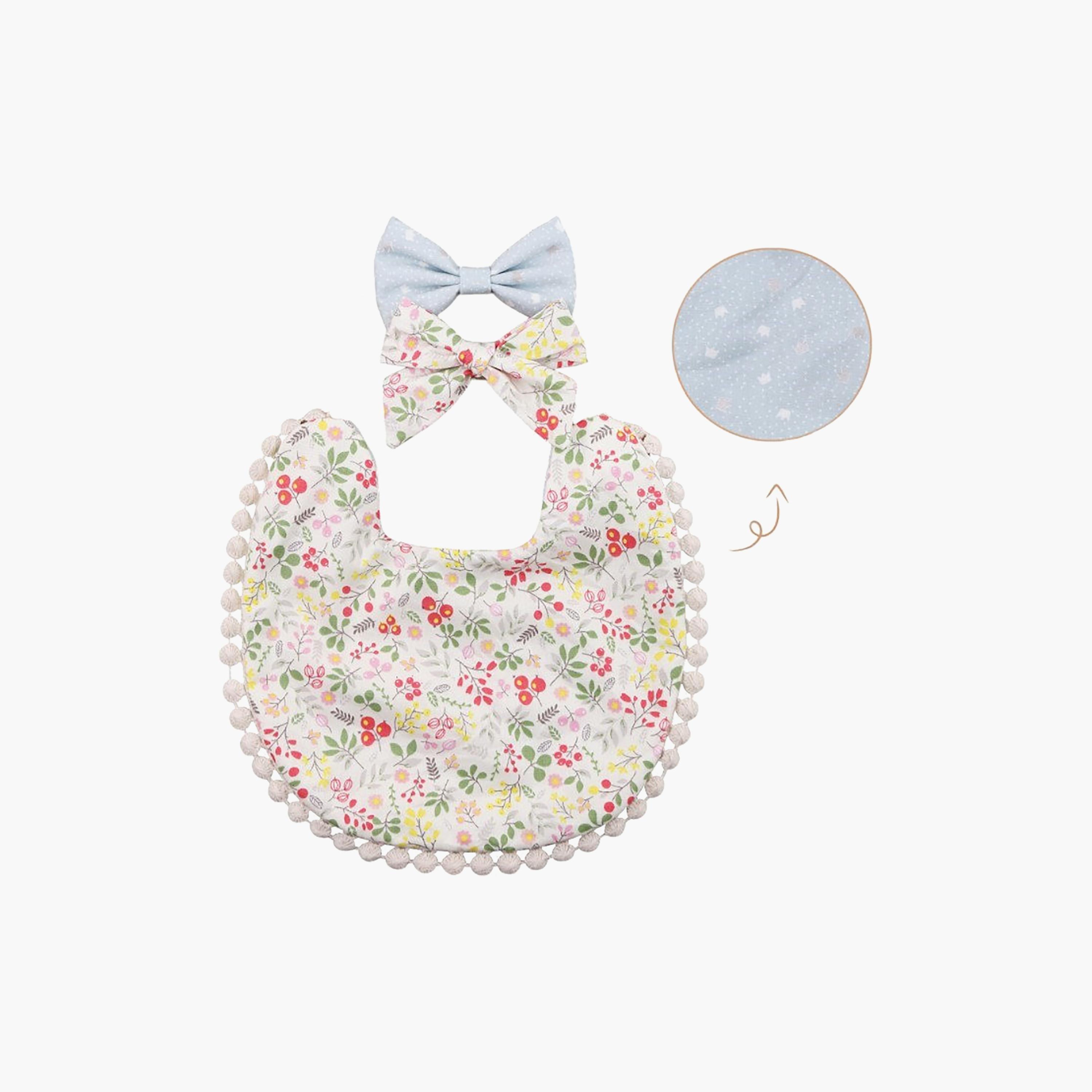 Bambimici Isabella Ribbon Headband & Reversible Bib Set-baby-feeding-bibs-image-2