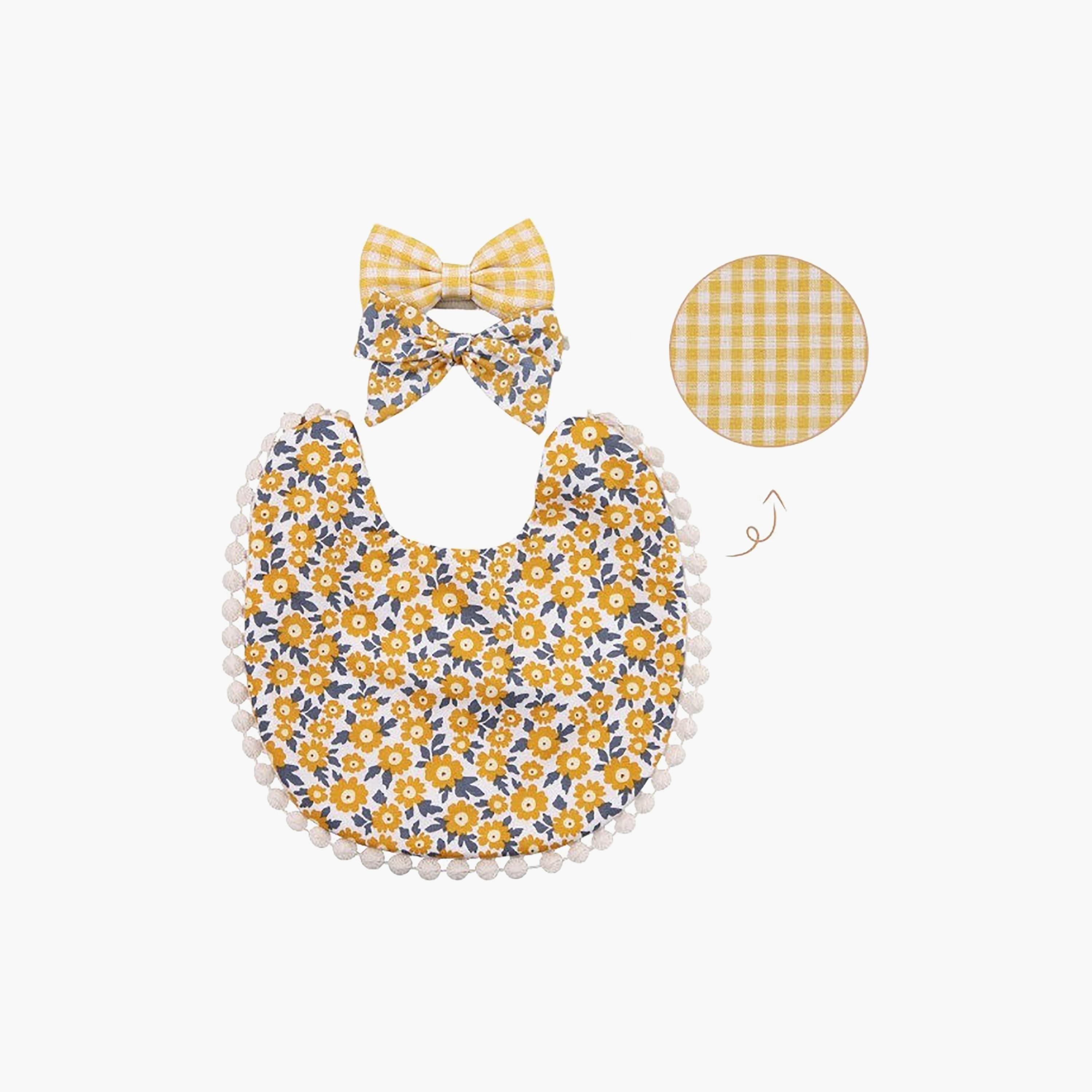 Bambimici Isabella Ribbon Headband & Reversible Bib Set-baby-feeding-bibs-image-2