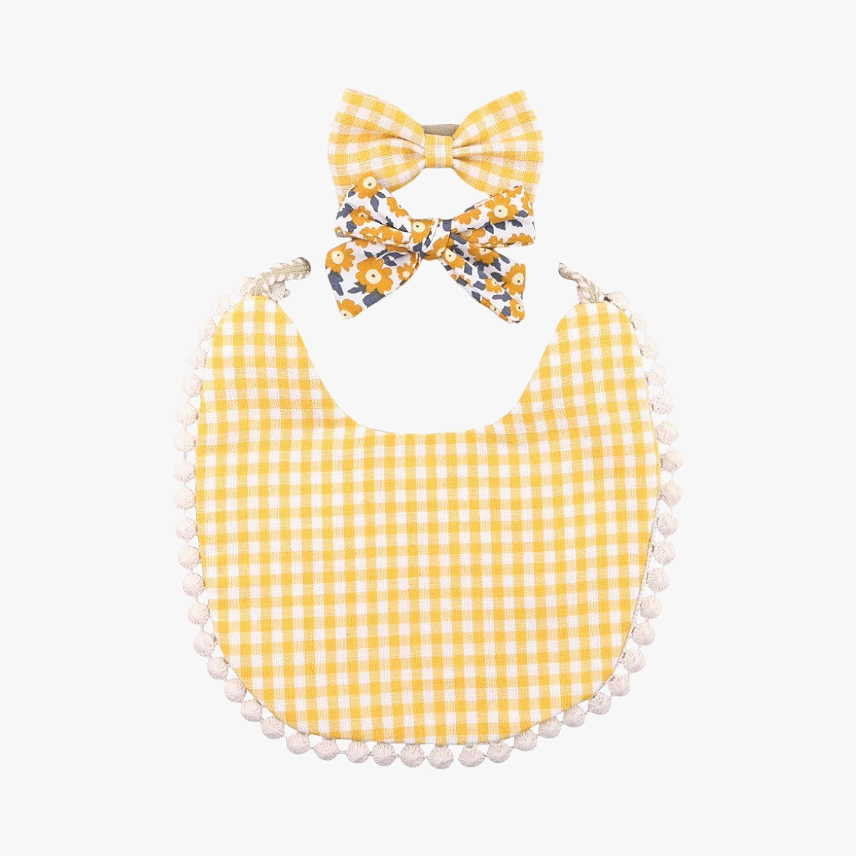 Bambimici Isabella Ribbon Headband & Reversible Bib Set-baby-feeding-bibs-image-3
