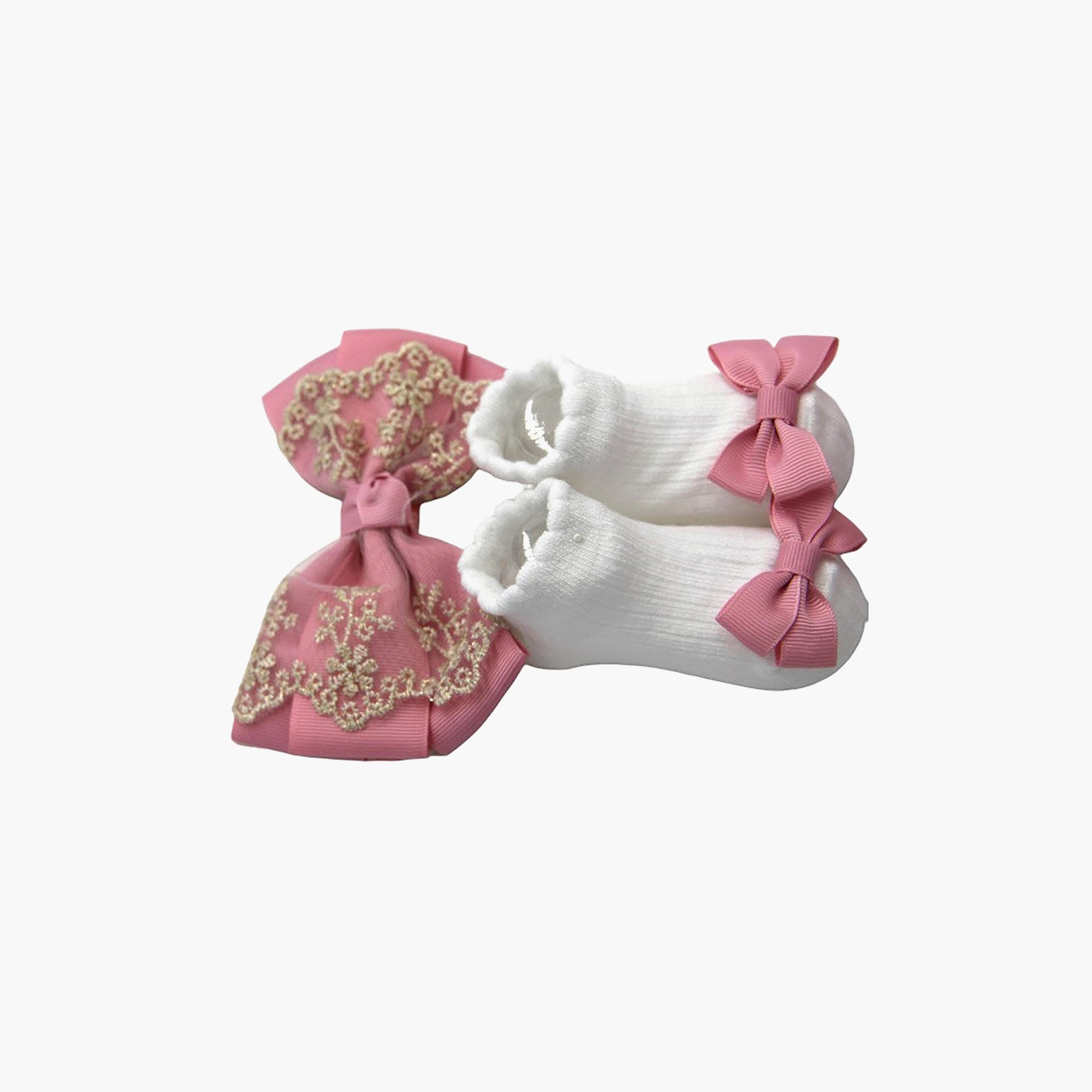 طقم جوارب "عالية" وعصابة رأس بفيونكة كبيرة لطيفة من بامبيميتشي-girls-accessories-socks-image-4