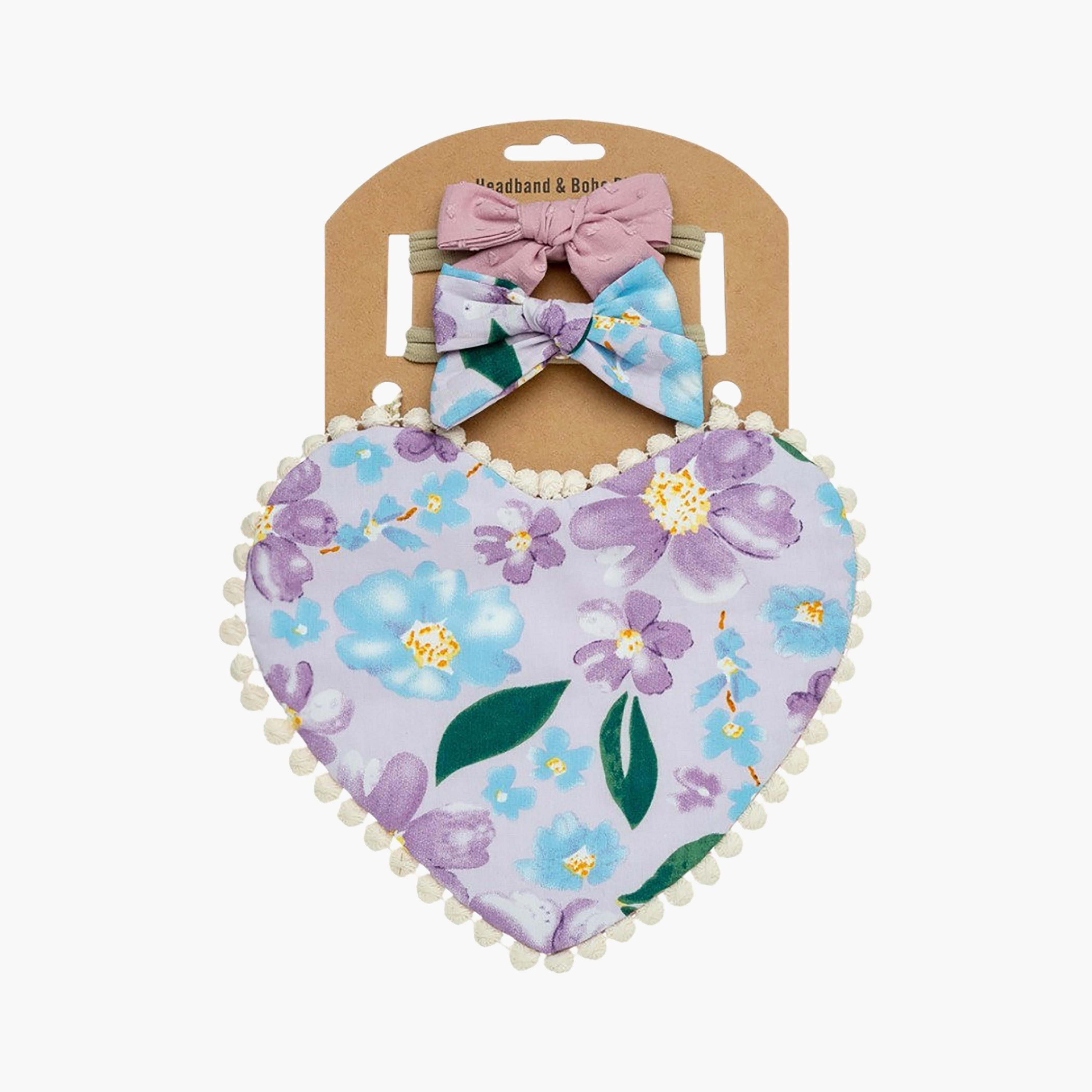 طقم عصابة رأس "أمارا" بفيونكة "ريبون" ومريلة على شكل قلب من بامبيميتشي-baby-feeding-bibs-image-3