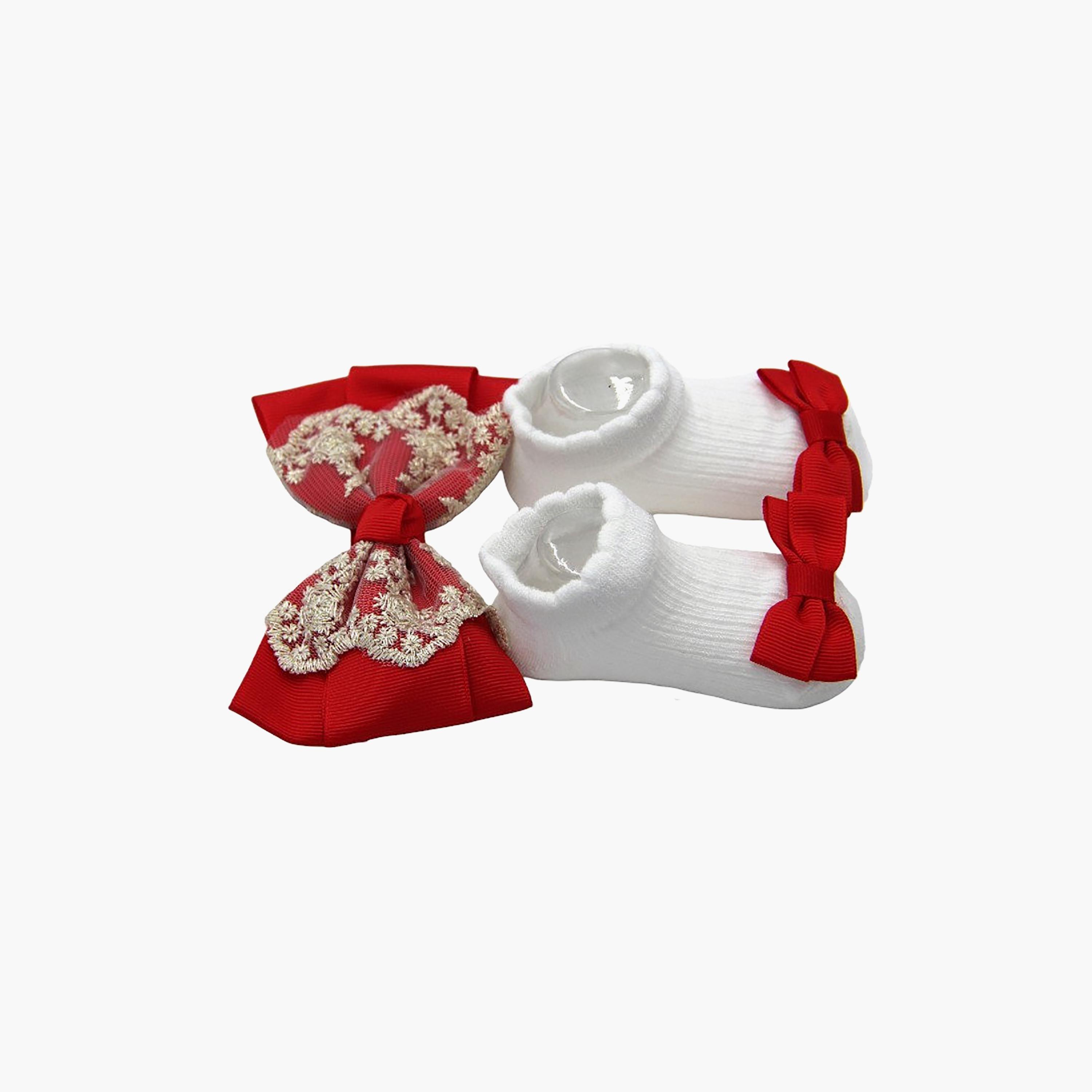 طقم جوارب "أنيكا" وعصابة رأس بفيونكة "ريبون" من بامبيميتشي-girls-accessories-socks-image-4