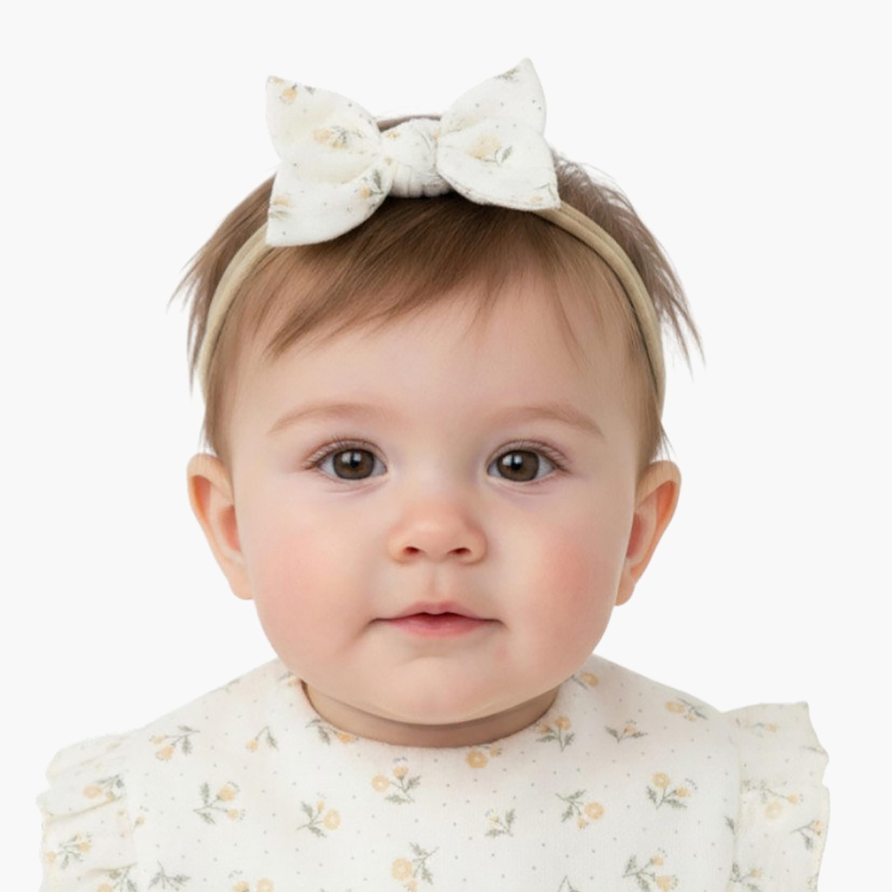 Bambimici Bella Flower Printed Bib & Bow Headband Set-baby-feeding-bibs-image-3
