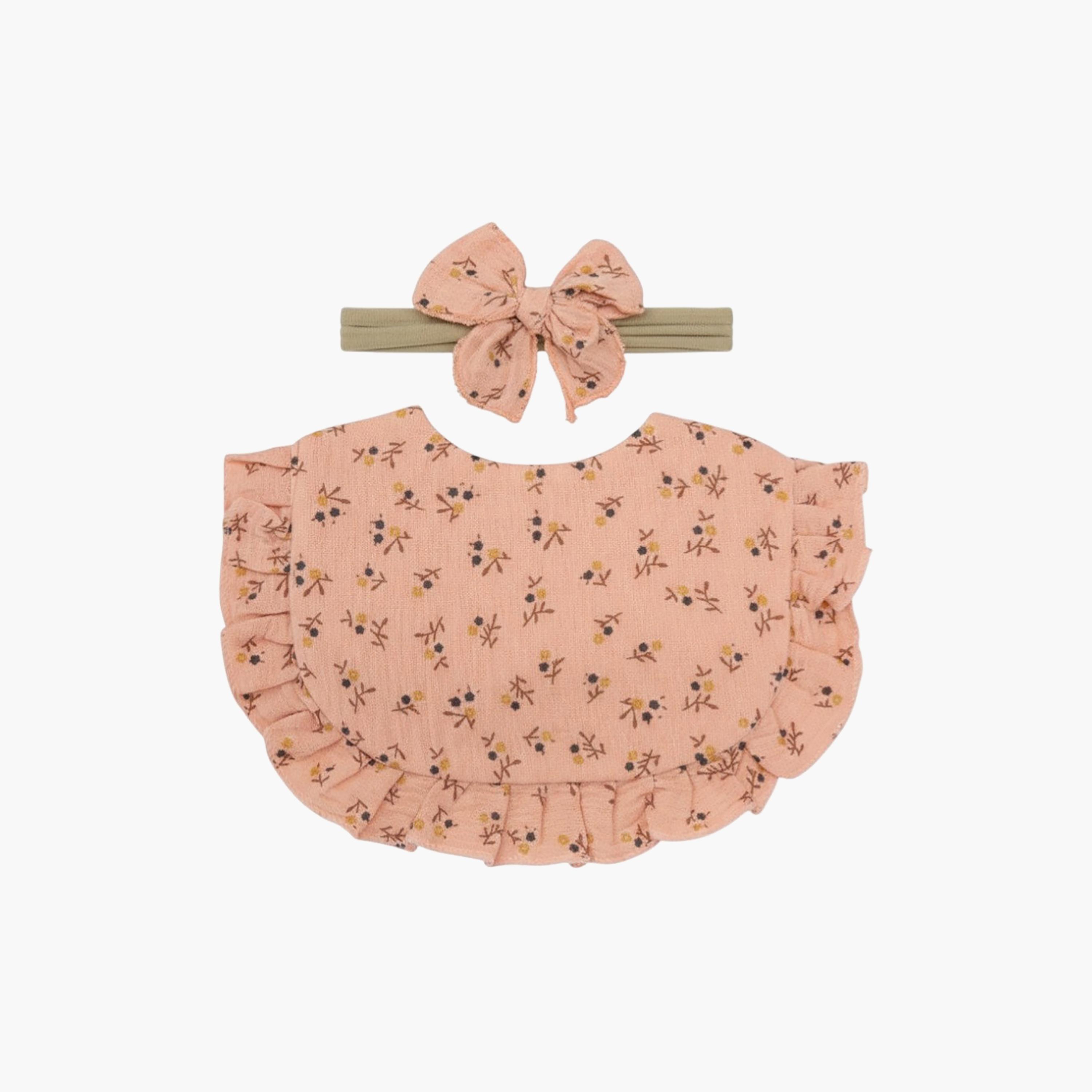 طقم مريلة بطبعة زهور وعصابة رأس بفيونكة "بيلا" من بامبيميتشي-baby-feeding-bibs-image-4