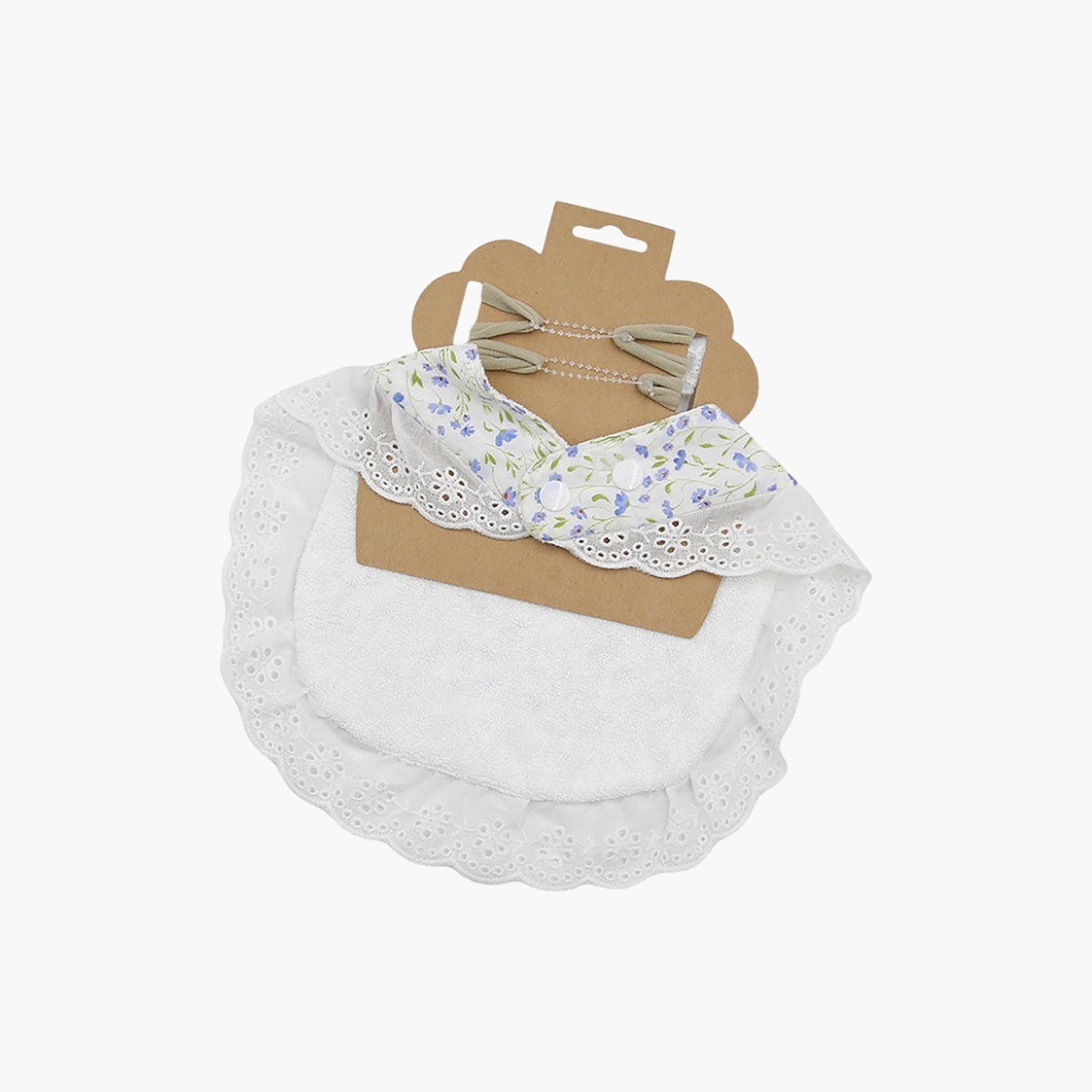 طقم مريلة بطبعة زهور وعصابة رأس بفيونكة "بيلا" من بامبيميتشي-baby-feeding-bibs-image-3