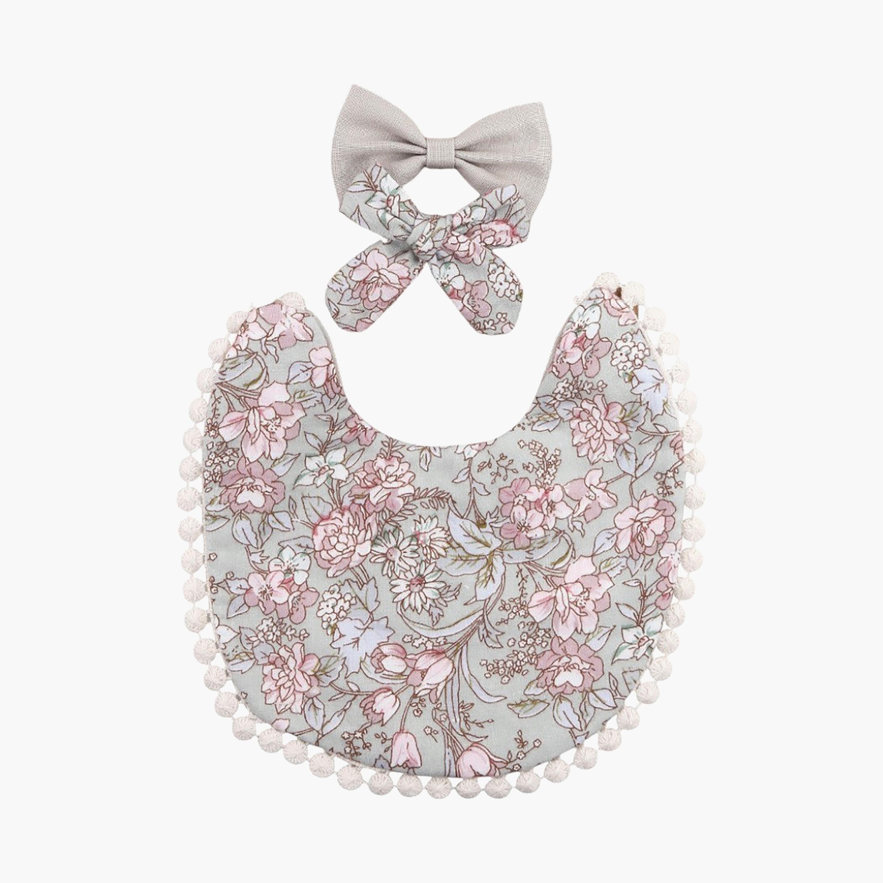 Bambimici Angelica Floral Bib & Headband Set-baby-feeding-bibs-image-1