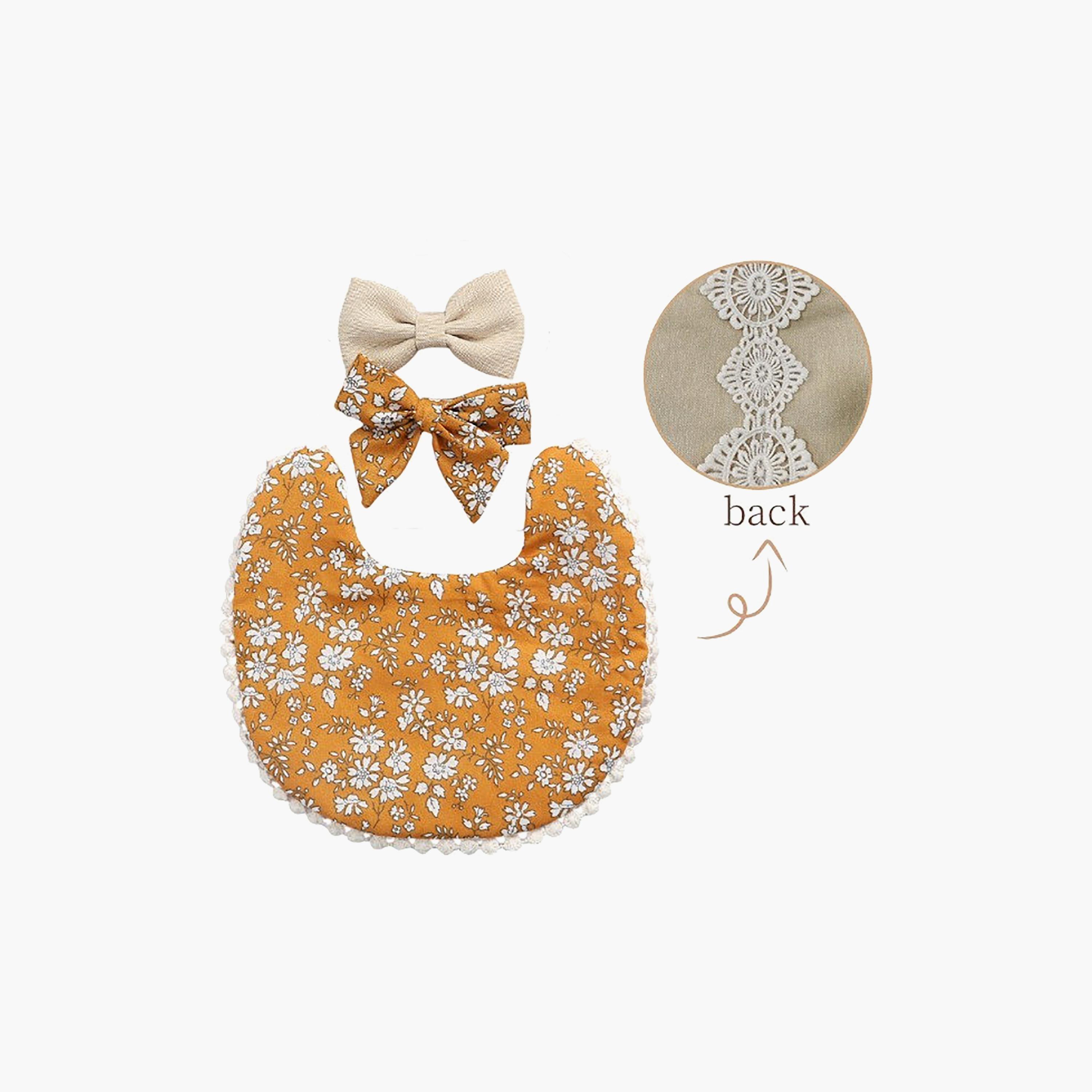 Bambimici Angelica Floral Bib & Headband Set-baby-feeding-bibs-image-2