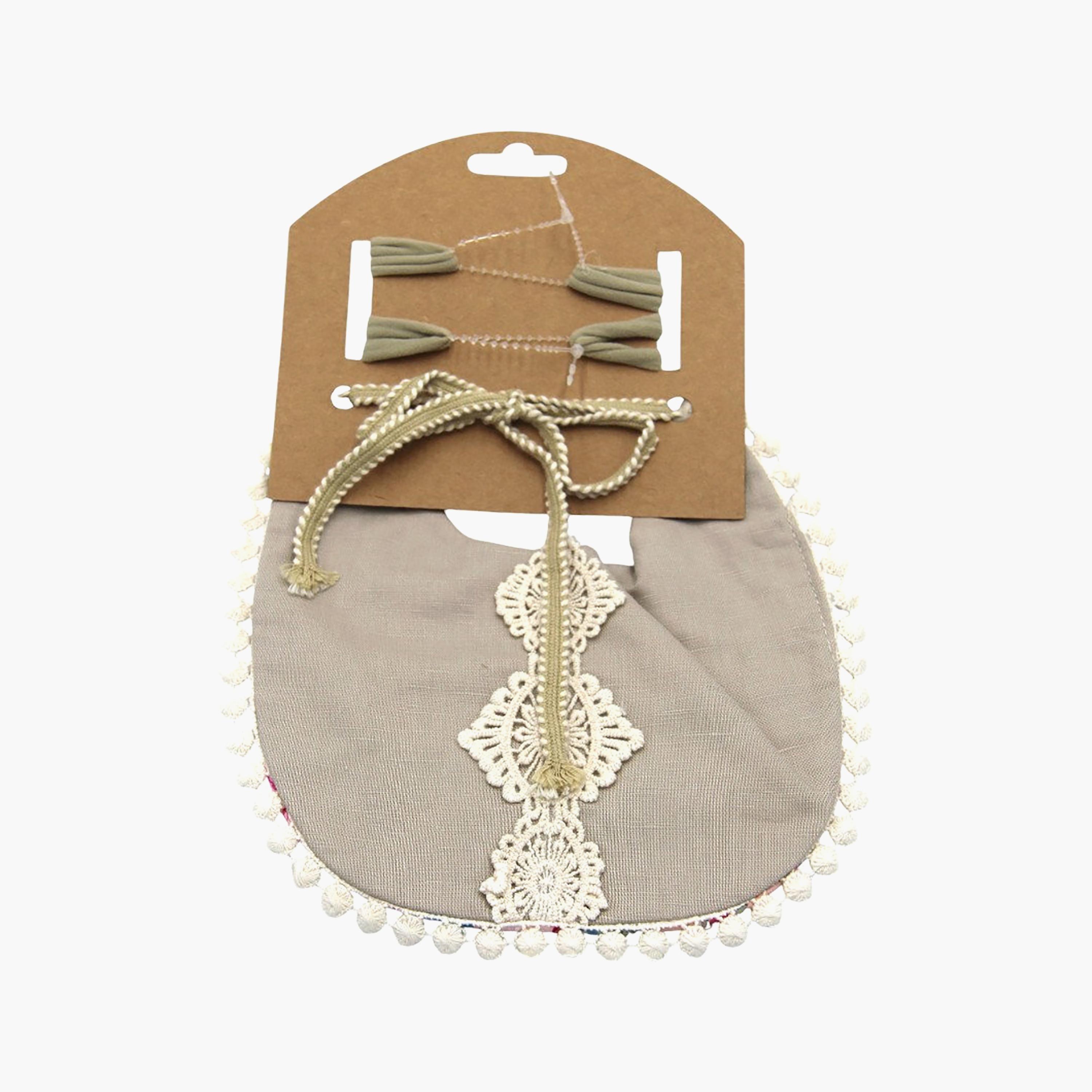 Bambimici Angelica Floral Bib & Headband Set-baby-feeding-bibs-image-3