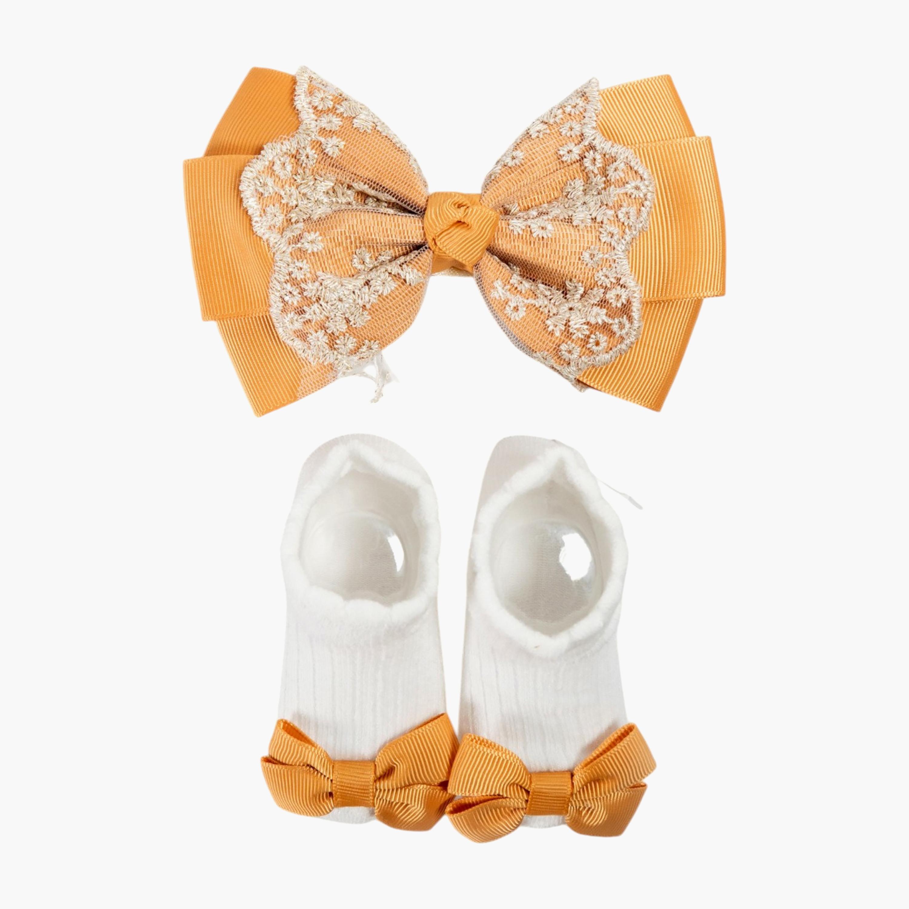 Bambimici Anika Socks & Ribbon Bow Headband Set-baby-girls-accessories-socks-image-1