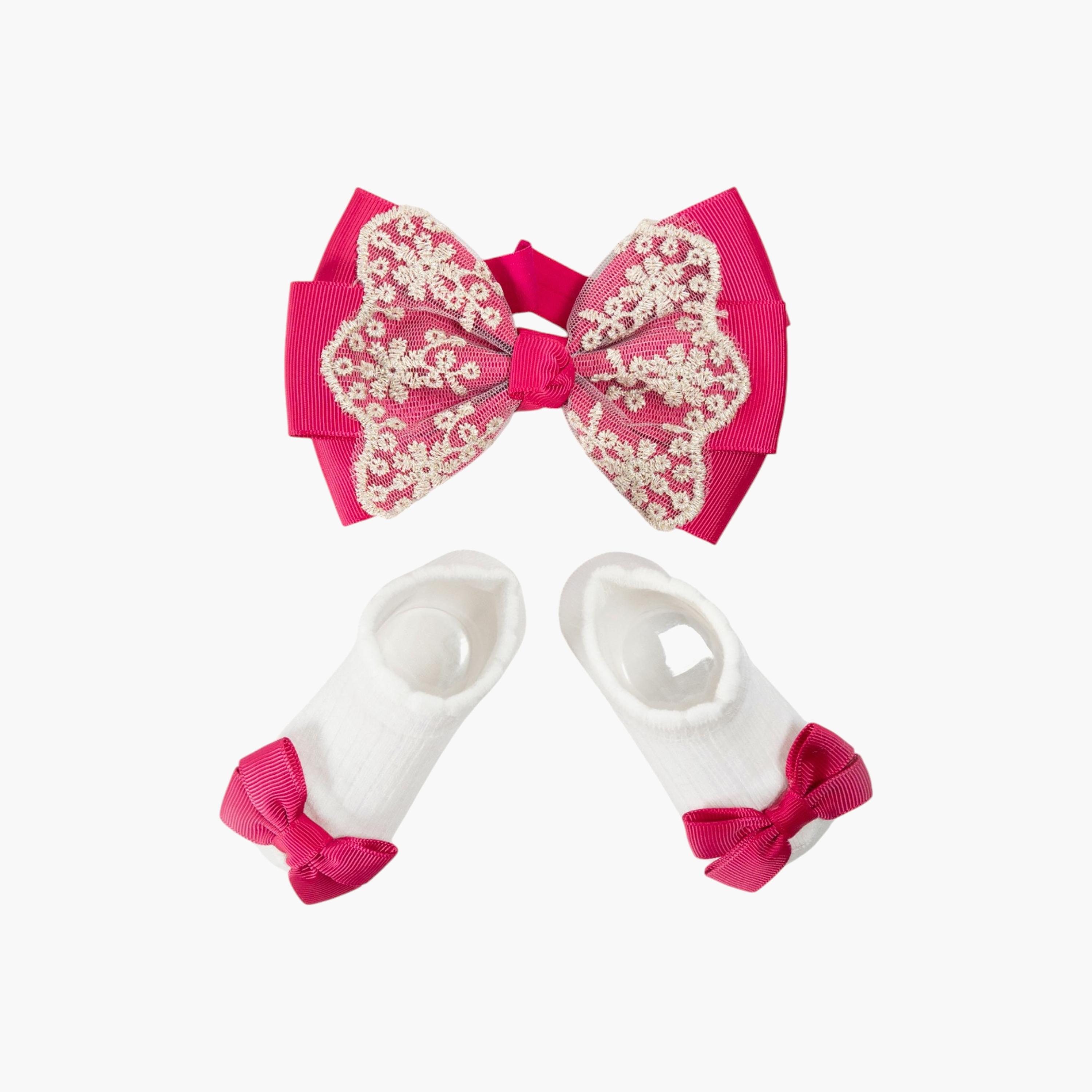 Bambimici Anika Socks & Ribbon Bow Headband Set-baby-girls-accessories-socks-image-1