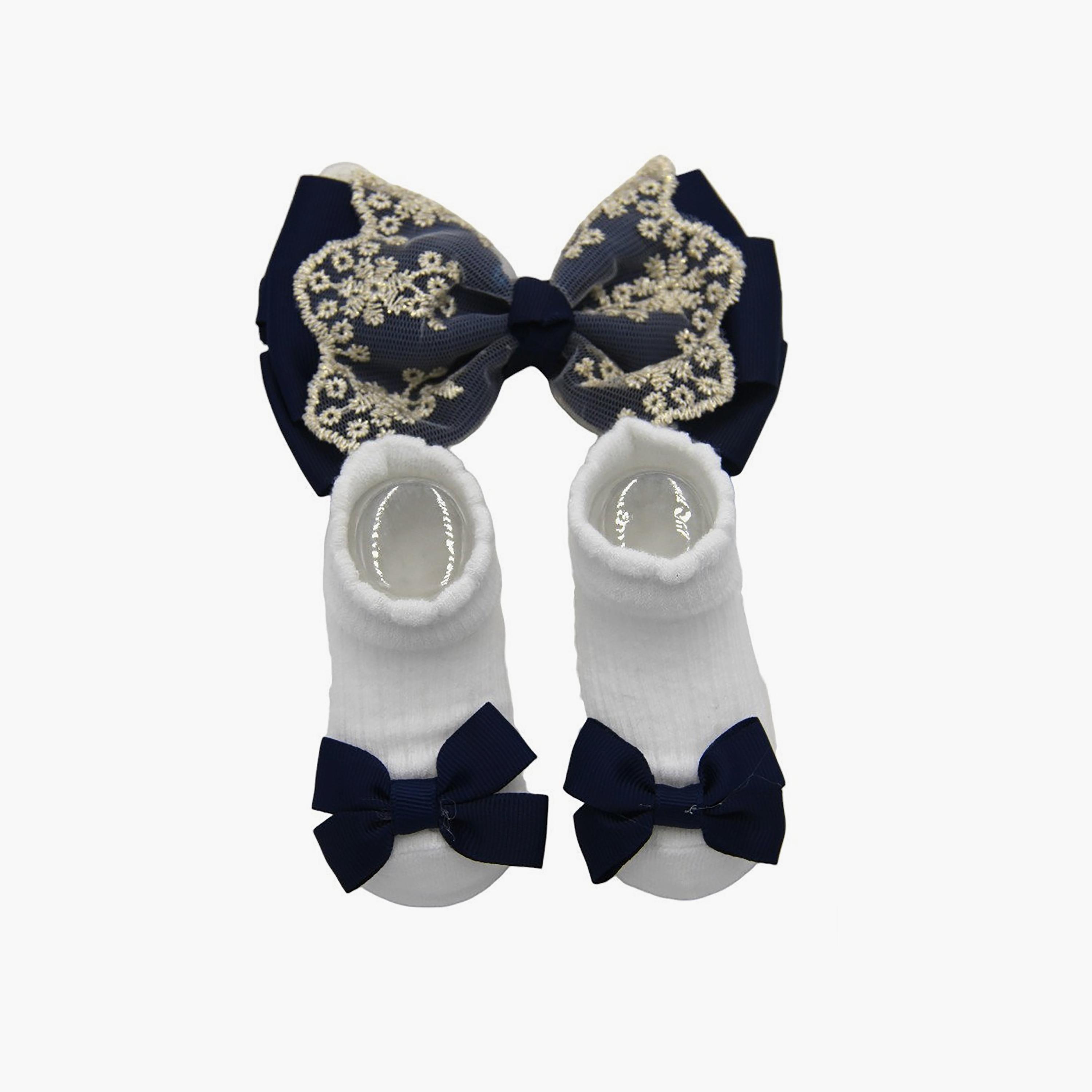 Bambimici Anika Socks & Ribbon Bow Headband Set-baby-girls-accessories-socks-image-1