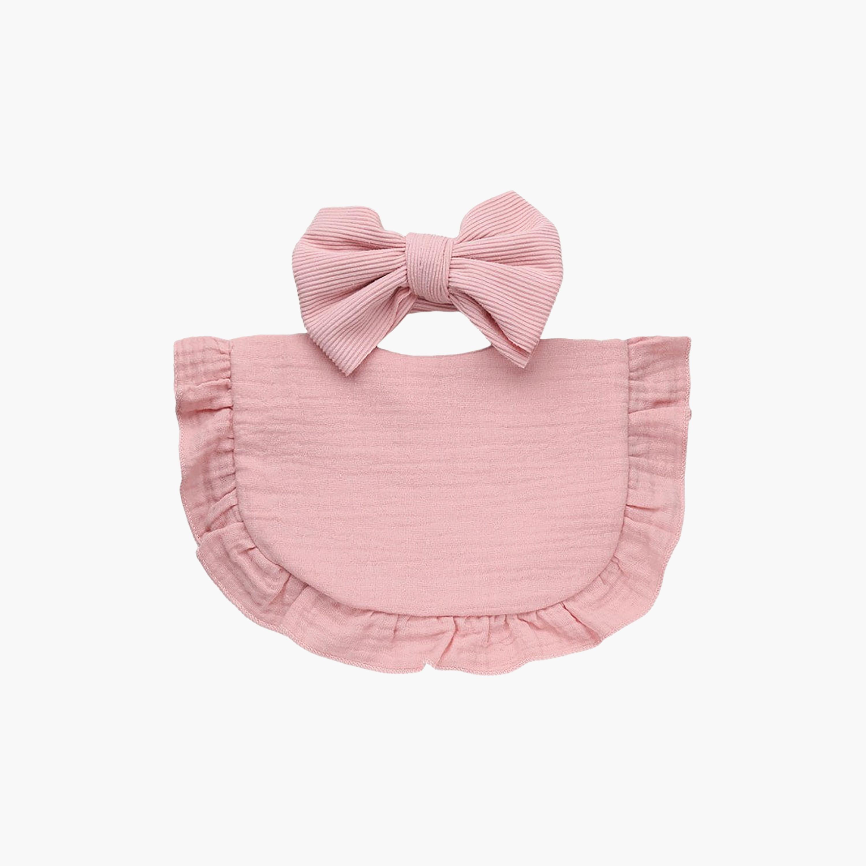 طقم عصابة رأس "أفا" بفيونكة "ريبون" صغيرة ومريلة من بامبيميتشي-baby-feeding-bibs-image-1