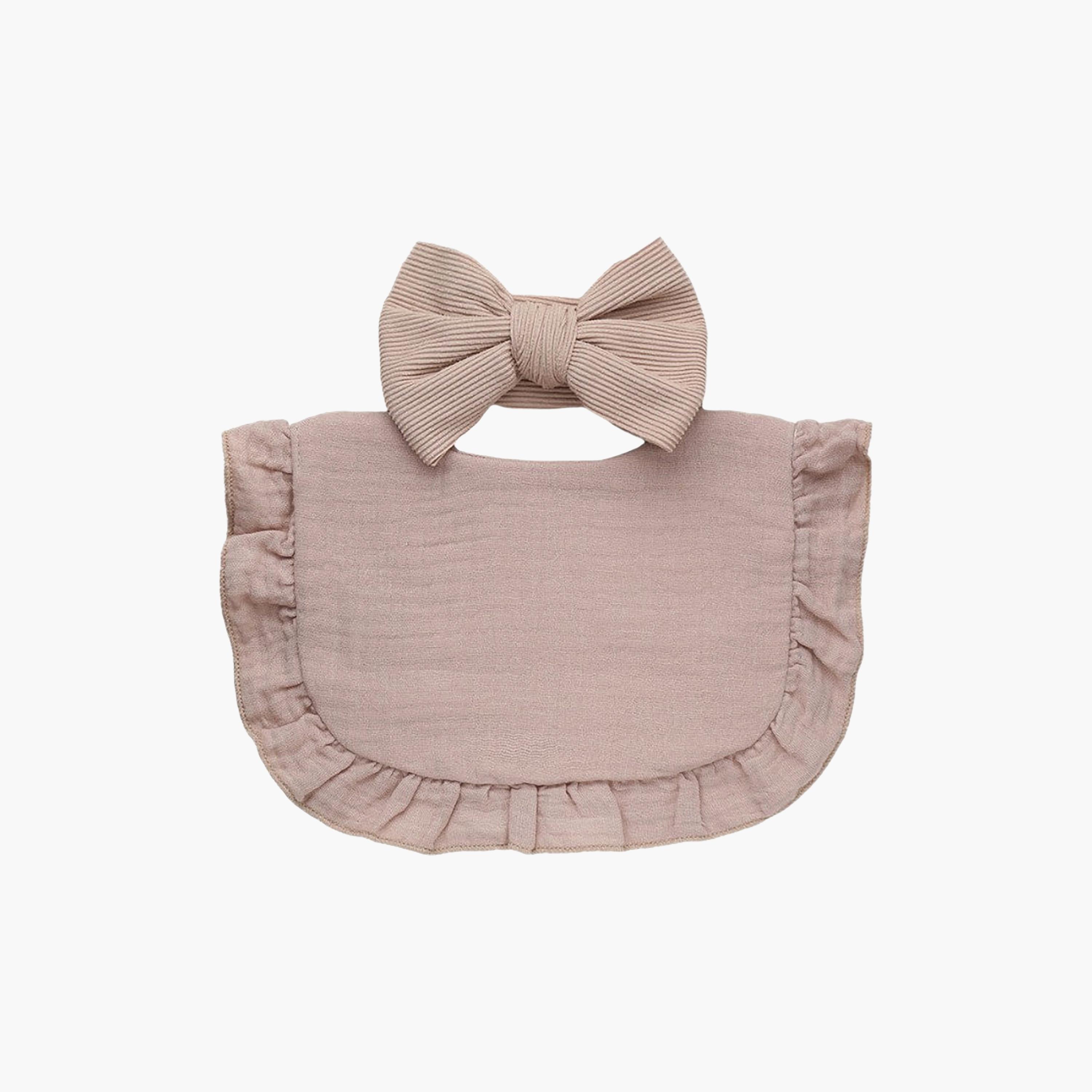 طقم عصابة رأس "أفا" بفيونكة "ريبون" صغيرة ومريلة من بامبيميتشي-baby-feeding-bibs-image-1
