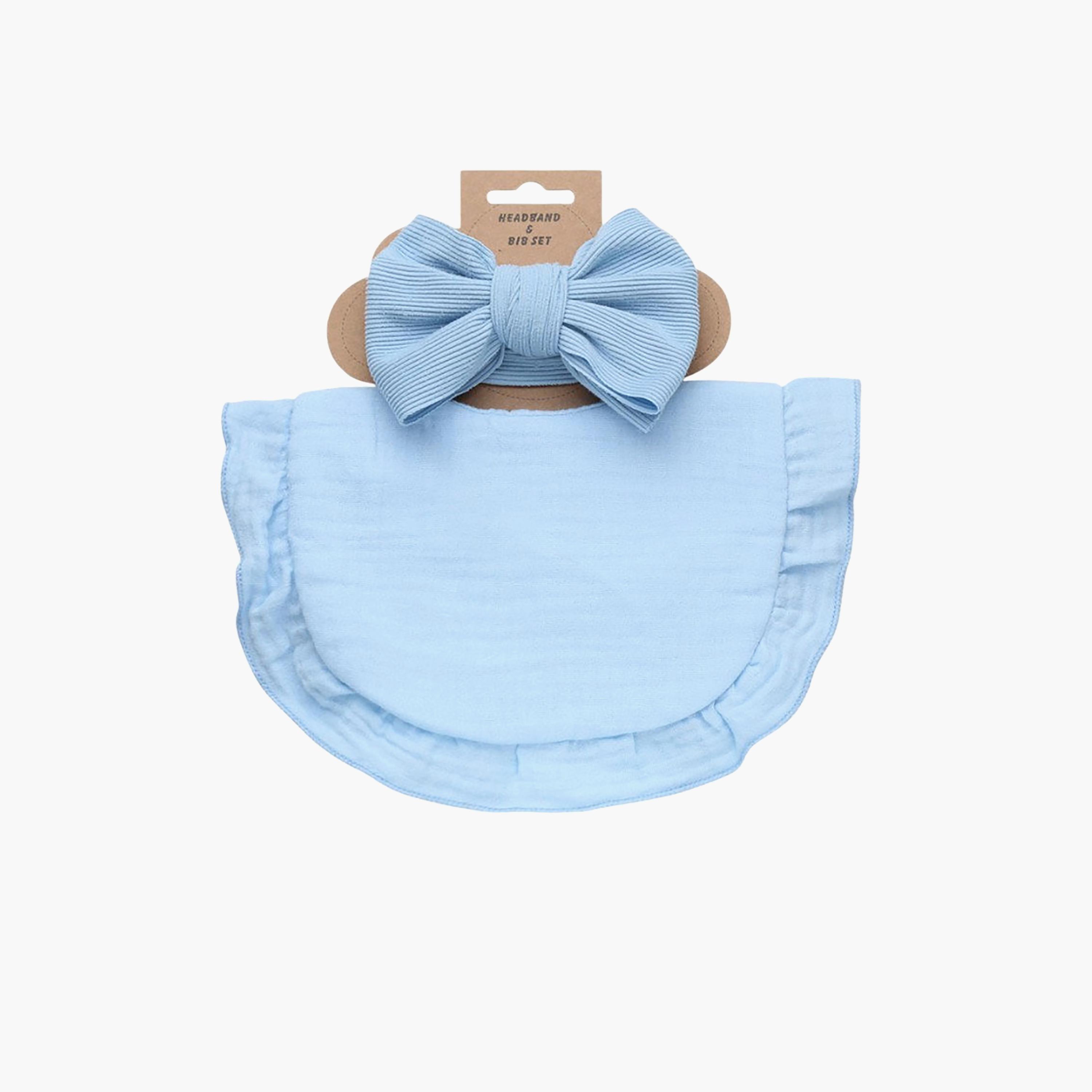 Bambimici Ava Small Ribbon Headband & Bib Set-baby-feeding-bibs-image-3