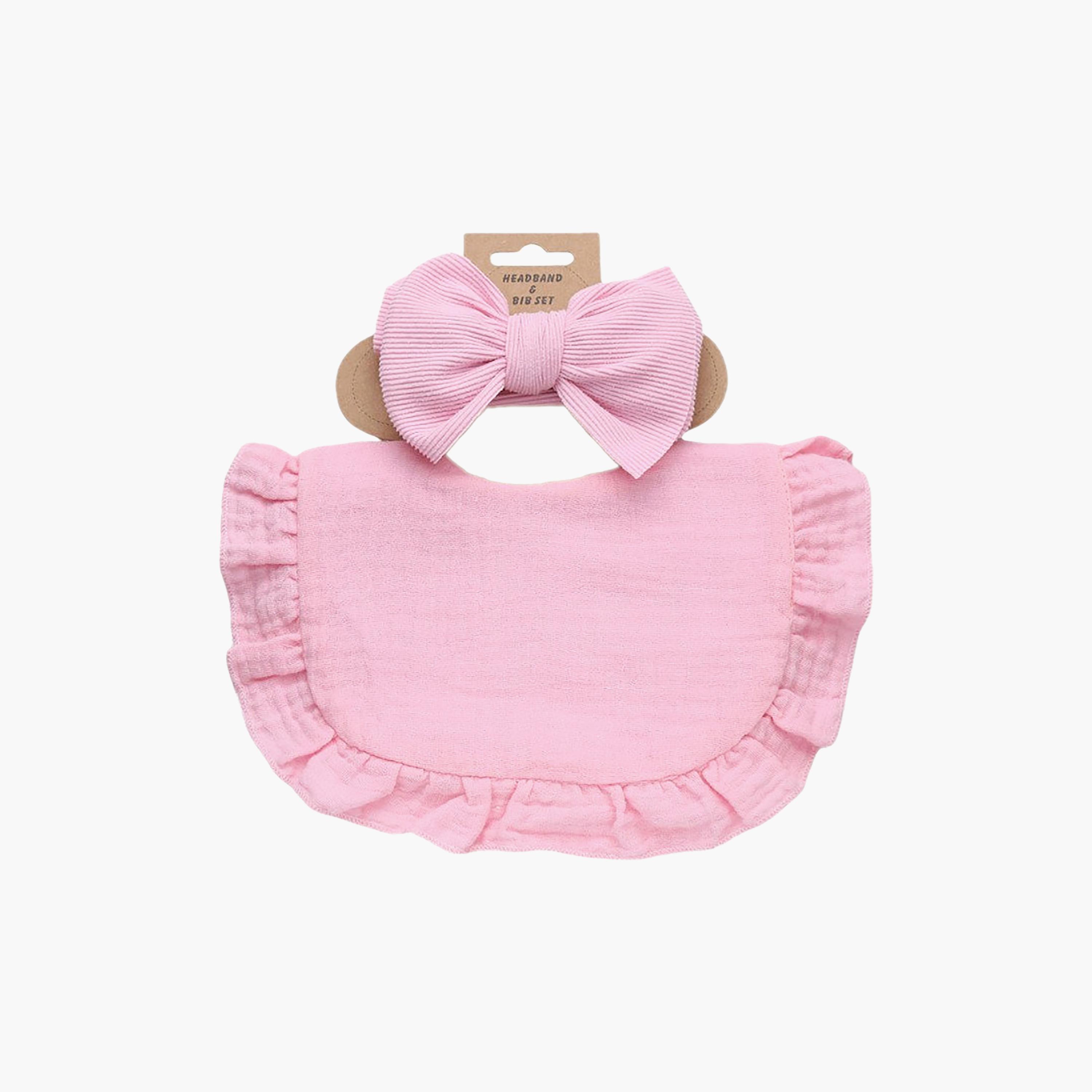 Bambimici Ava Small Ribbon Headband & Bib Set-baby-feeding-bibs-image-4
