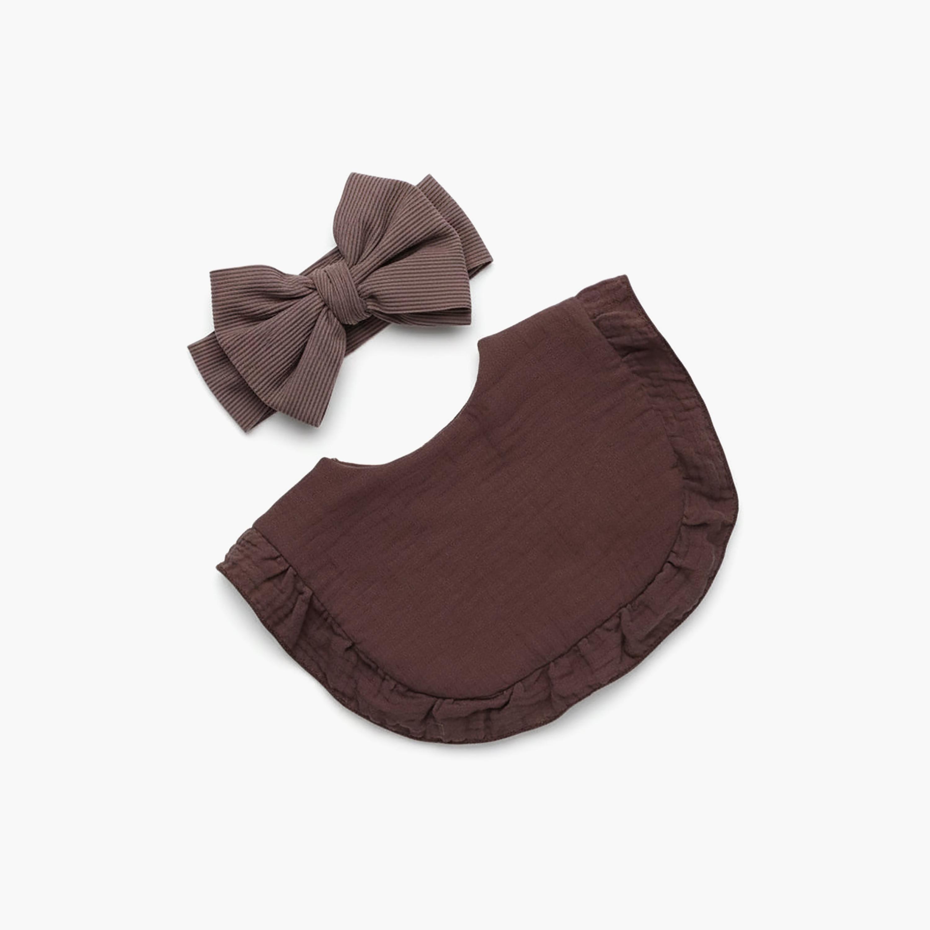 Bambimici Ava Small Ribbon Headband & Bib Set-baby-feeding-bibs-image-1