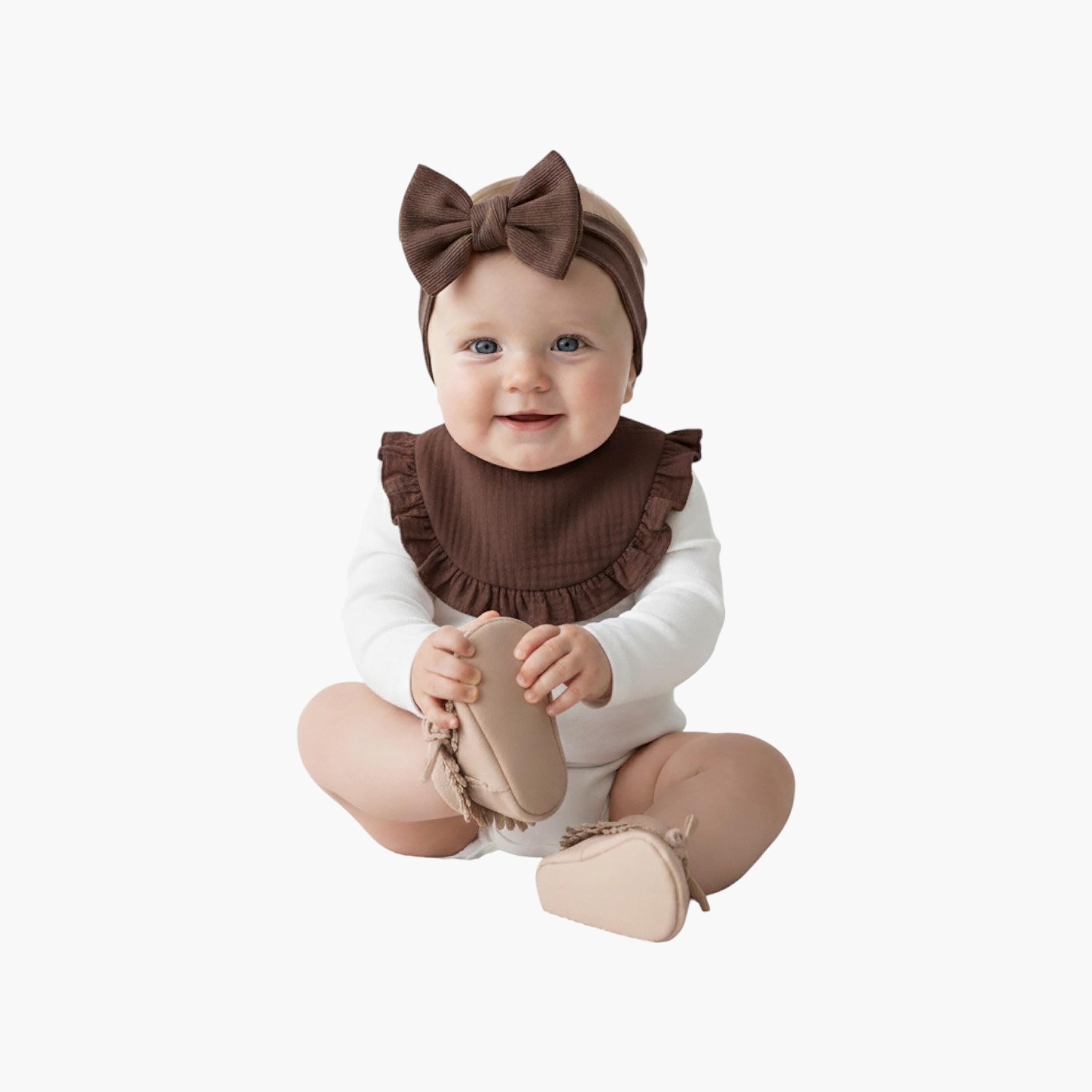 Bambimici Ava Small Ribbon Headband & Bib Set-baby-feeding-bibs-image-2