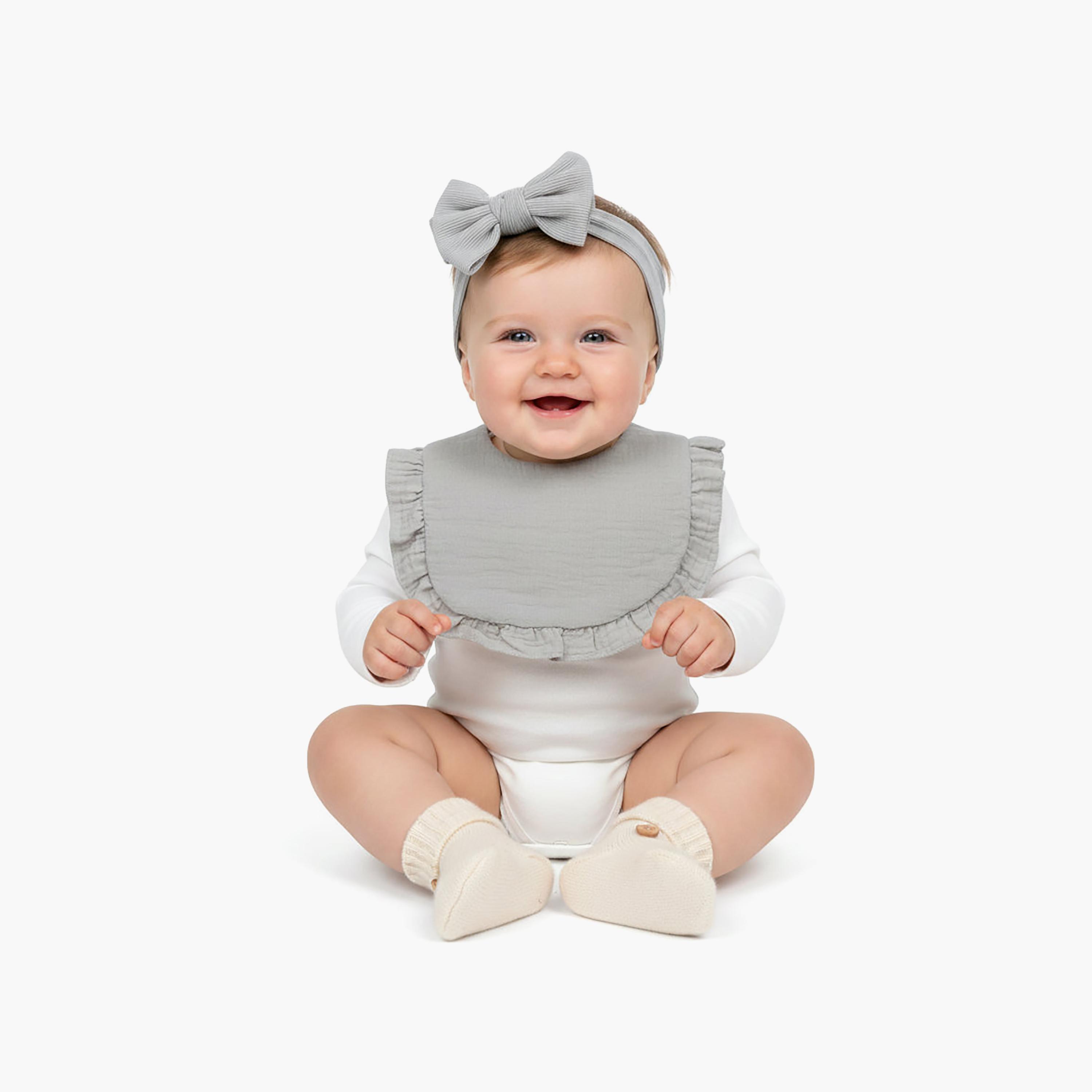 Bambimici Ava Small Ribbon Headband & Bib Set-baby-feeding-bibs-image-2