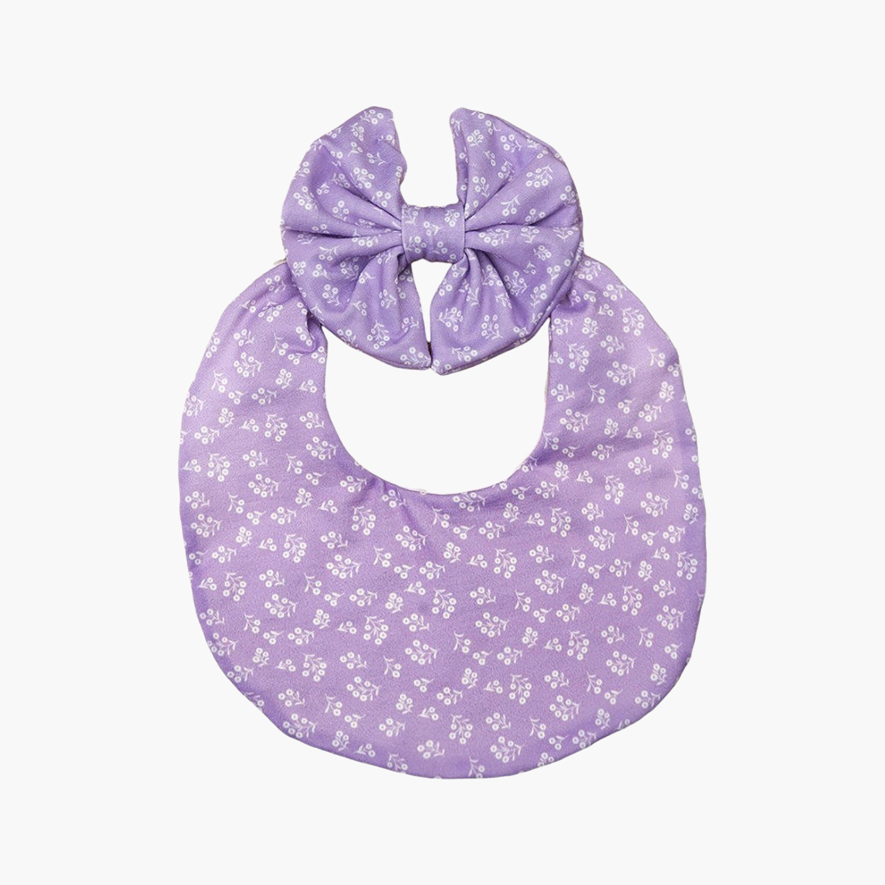 Bambimici Luna Ribbon Headband & Bib Set-baby-feeding-bibs-image-1