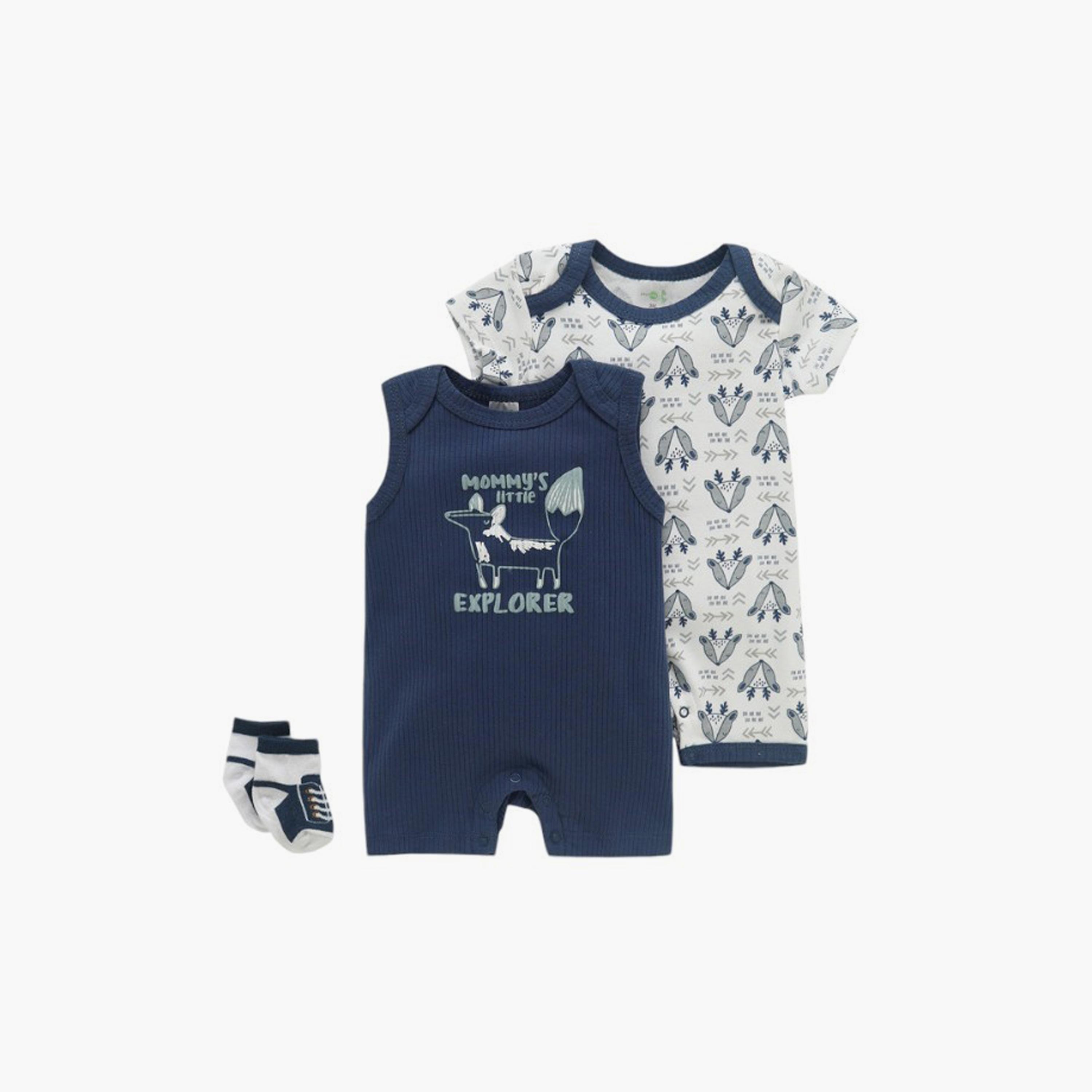 بودي سوت بأكمام قصيرة وطبعة حيوانات مع زوج من الجوارب قطعتين من بامبيميسي-baby-boys-clothing-multipacks-image-1