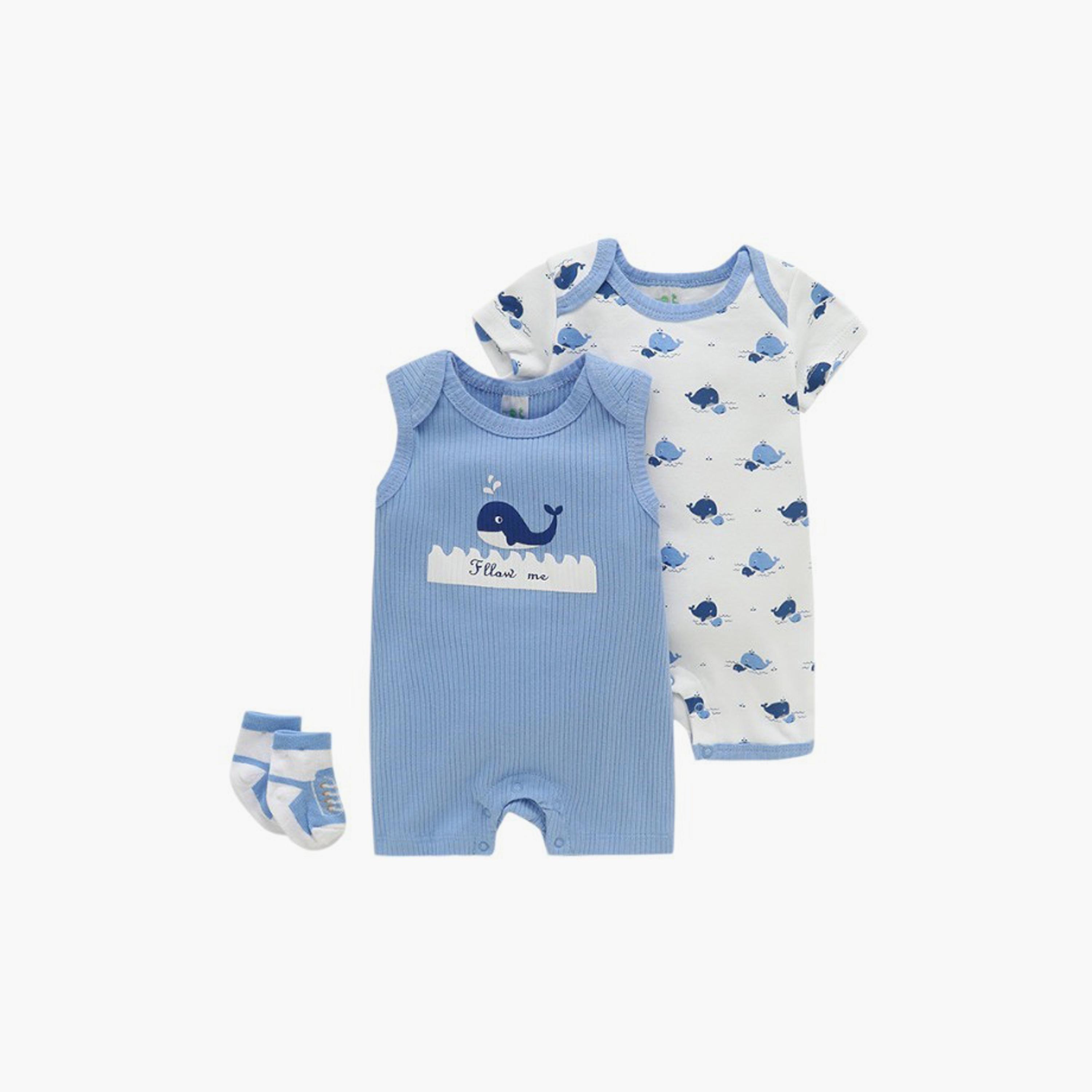 بودي سوت بأكمام قصيرة وطبعة حوت مع زوج من الجوارب قطعتين من بامبيميسي-baby-boys-clothing-multipacks-image-1